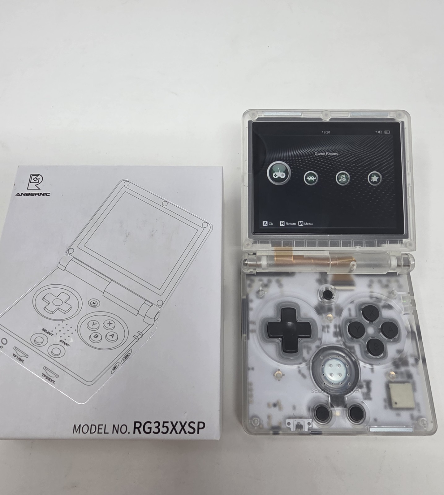 Anbernic RG 35XXSP – Clear White Linux Retro Handheld Game Console RG35XXSP 1GB