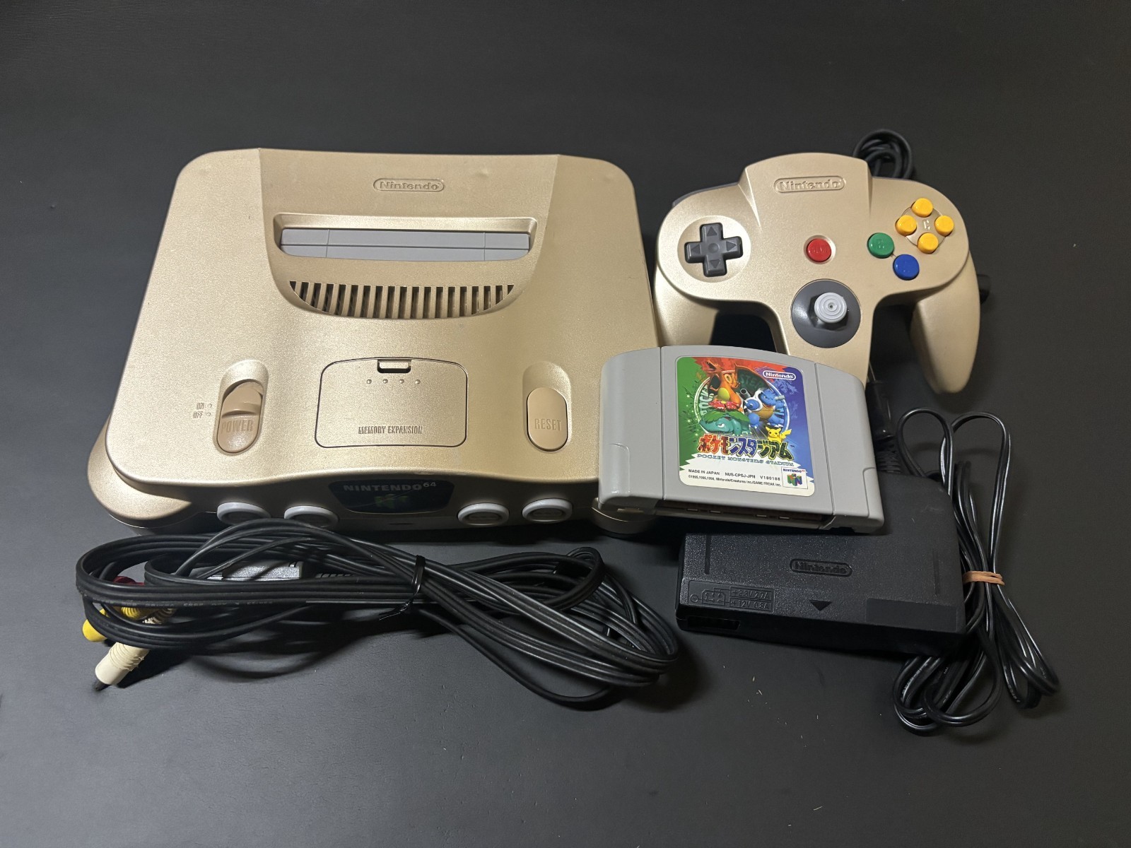 Nintendo 64 N64 Console Gold Controller Tested Working Pokemon Stadium 0