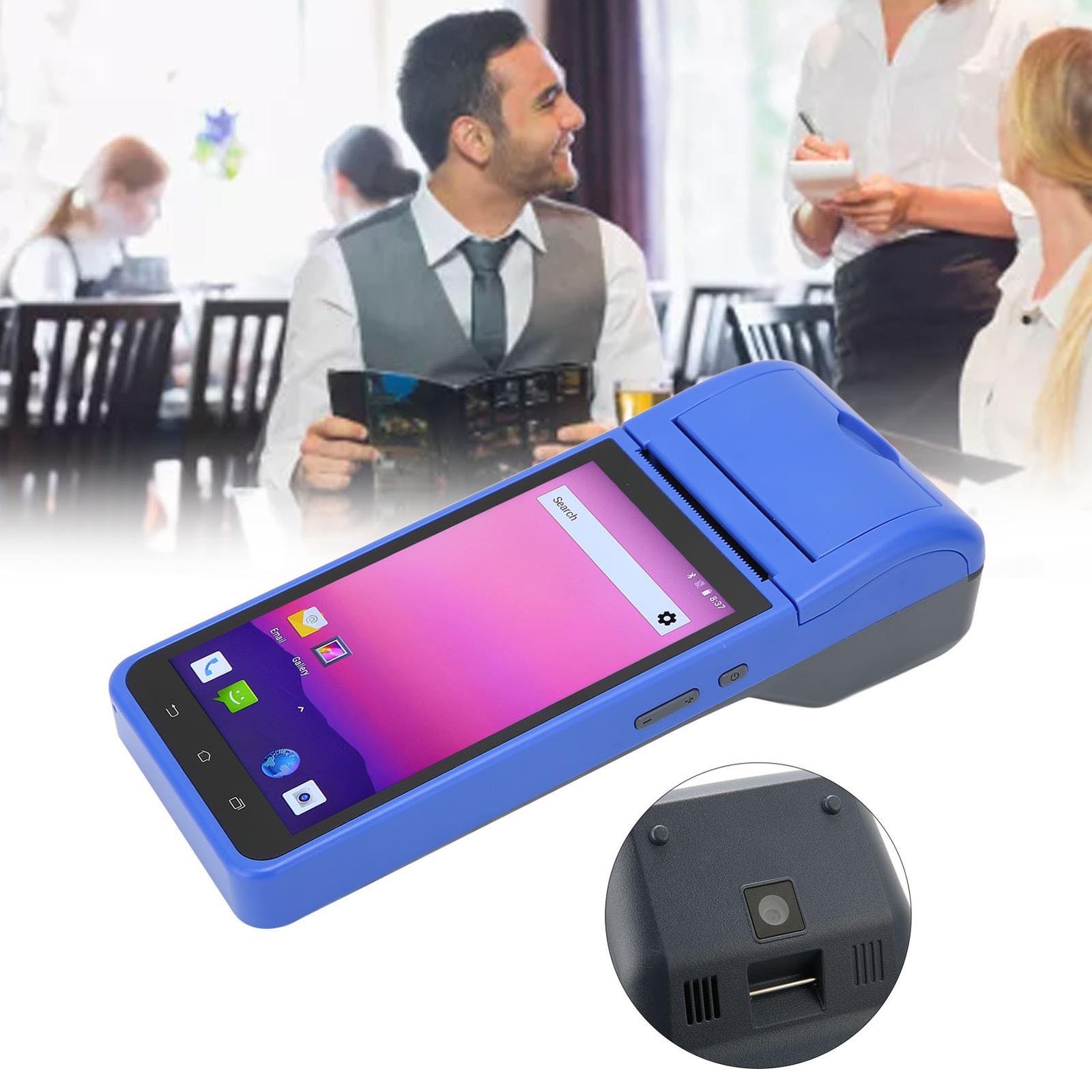 Handheld POS Machine 1280 X 720 HD Screen Thermal Printing Auto Focusing