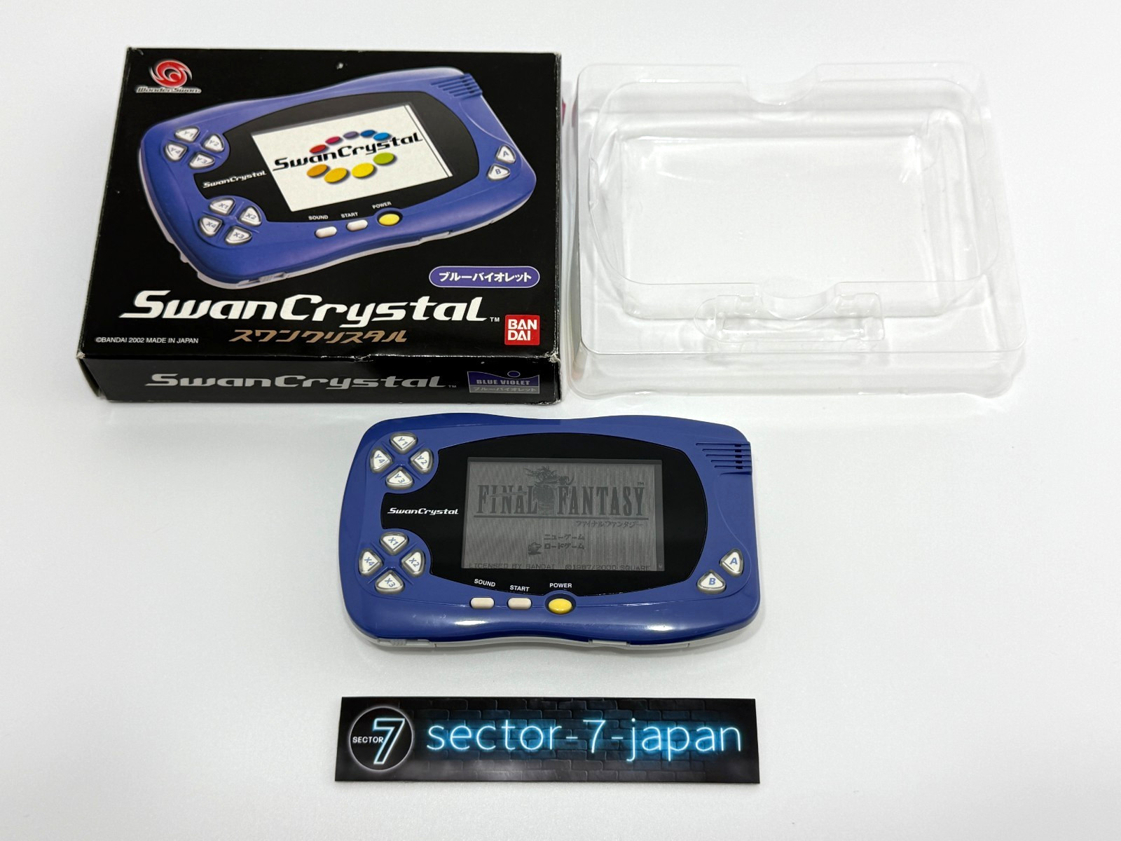 Bandai WonderSwan Swan Crystal Blue Violet Console System Good Condition Boxed