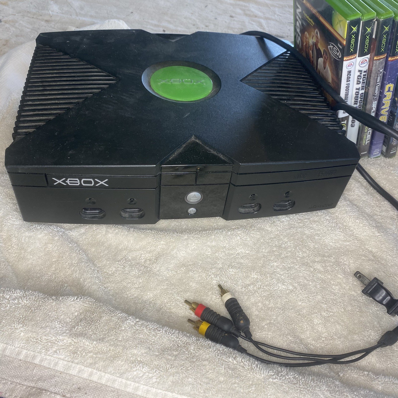 OG XBox with 7 Remotes and 5 games