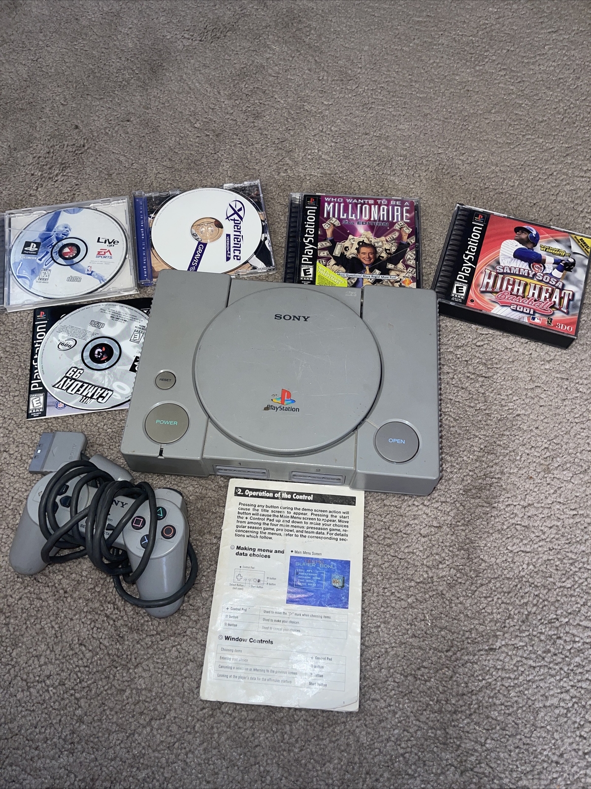 Play Station with games and remote/ no cords to hook up