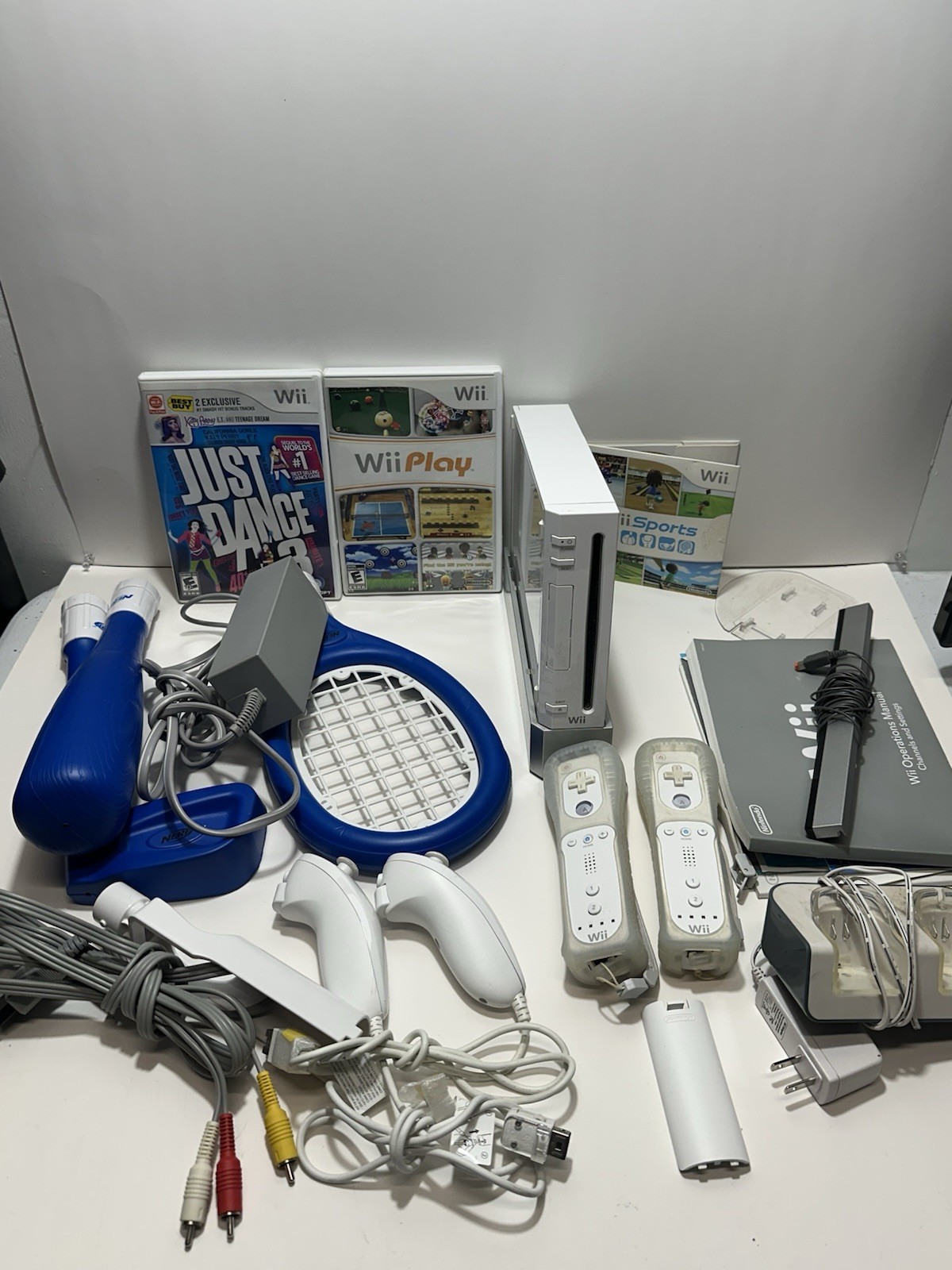 Nintendo Wii Console W/ Nunchucks & Bundle With Games & Accessories Sports Play