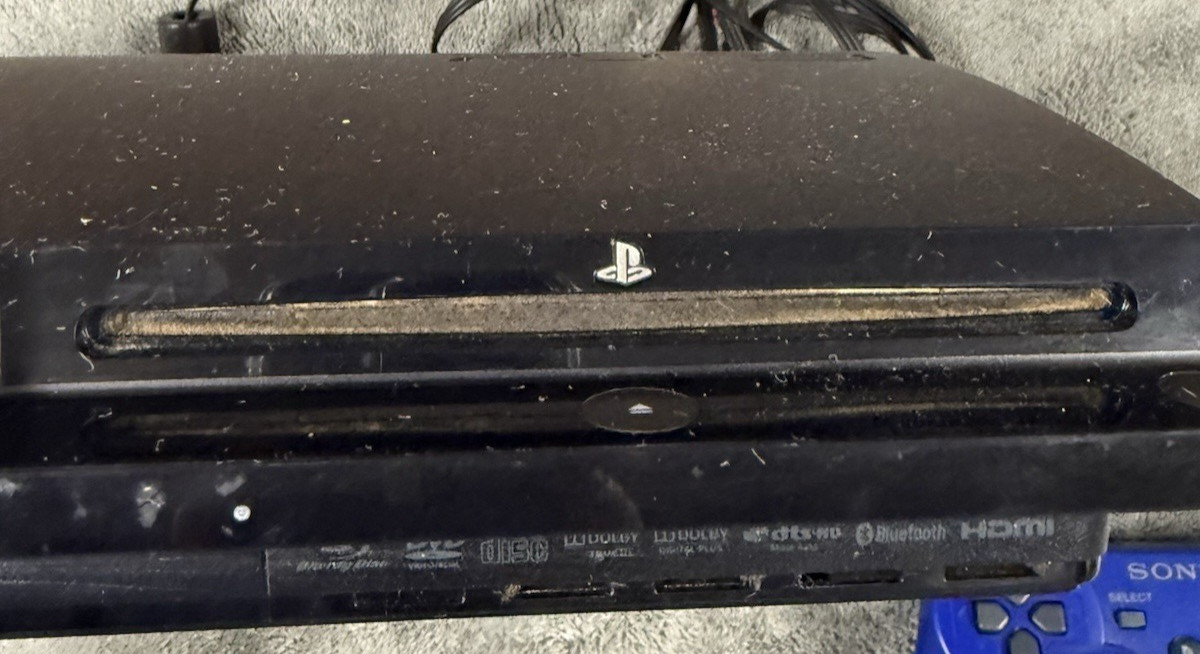 Sony PS3 Slim CECH-2001B 250GB Black Console + 2 Controllers Tested Working