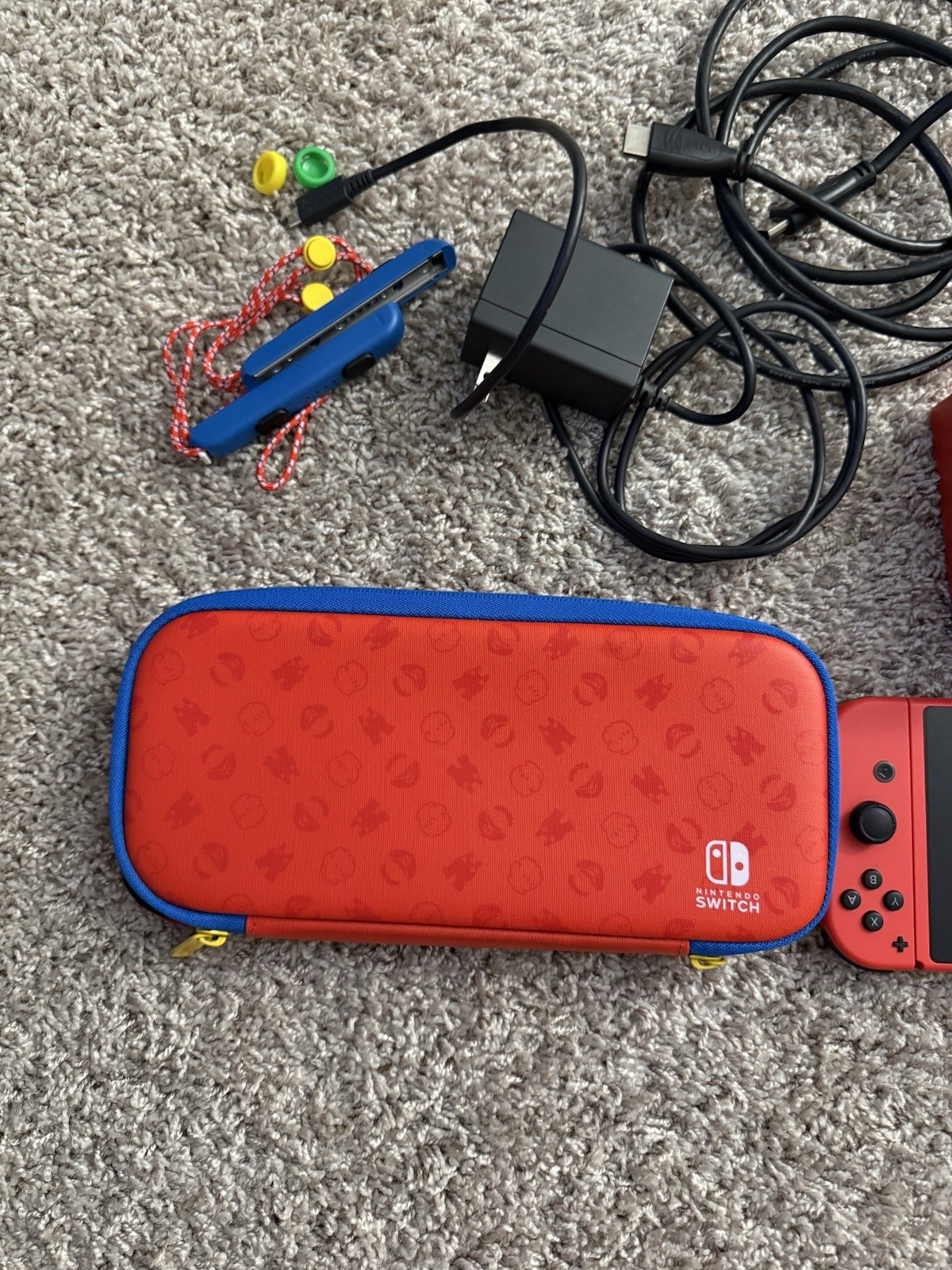 Nintendo Switch HAC-001 (-01) Super Mario Edition Red Blue Console + Dock + Case