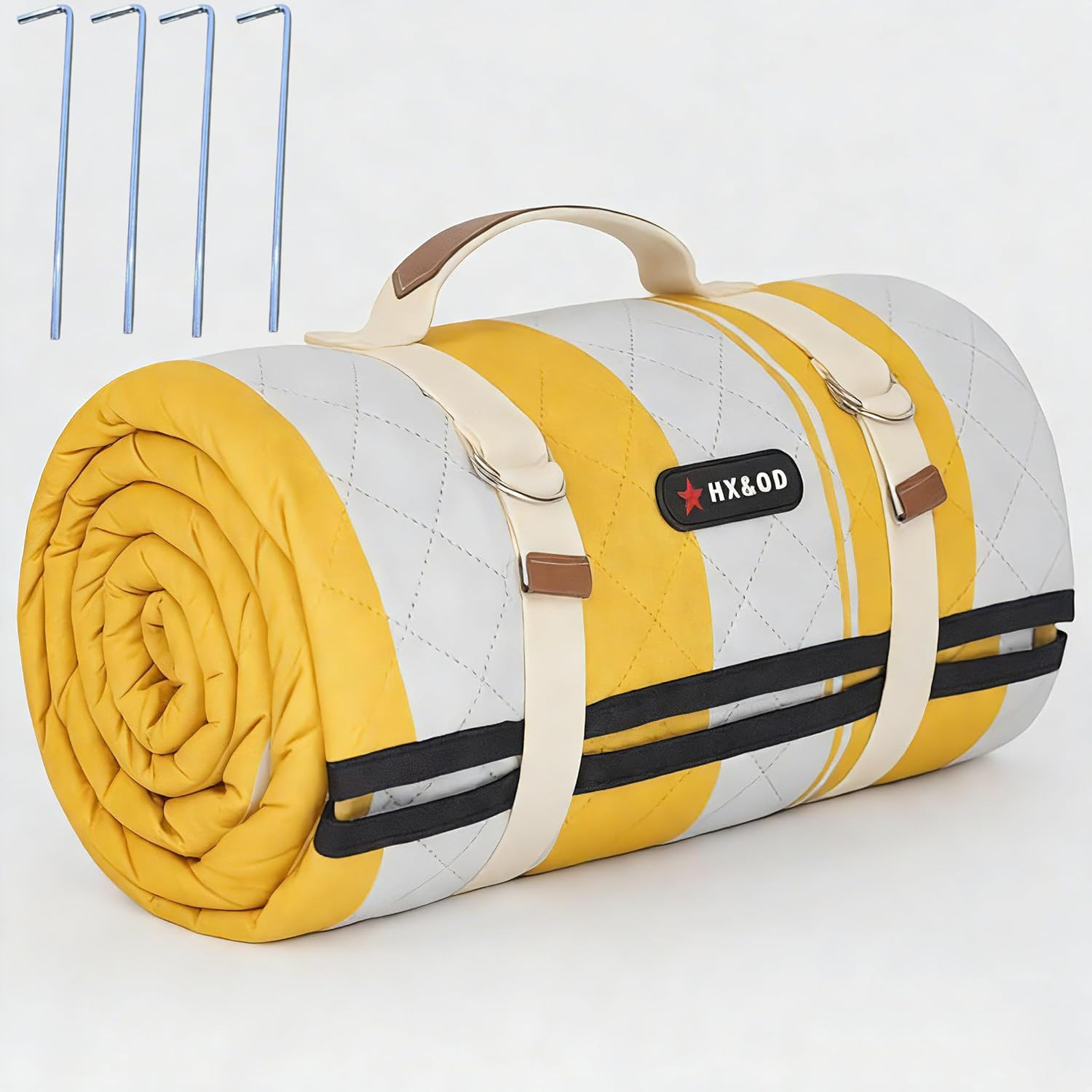 Outdoor Picnic Blanket Extra Large, 80”*80” Waterproof Picnic Mat with Stakes
