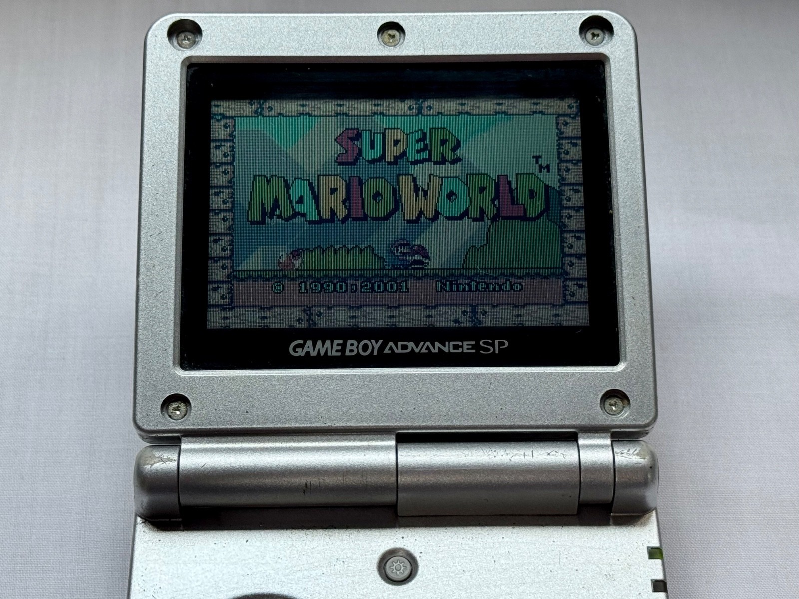 Nintendo Gameboy Advance SP AGS001 Metal Silver Handheld w/ USB Cable & Battery