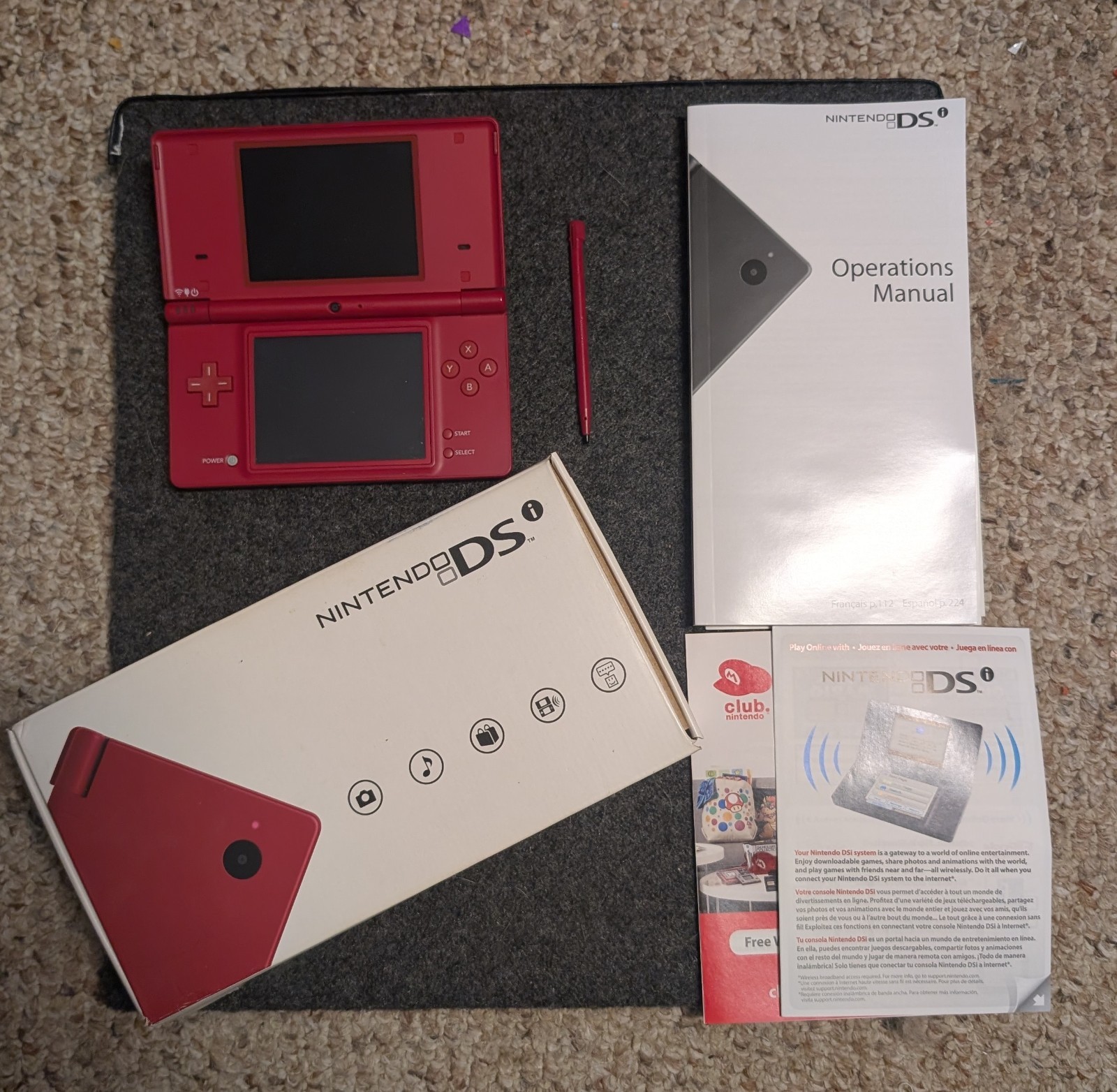 CIB Nintendo DS I DSI Handheld Game Console with Red Camera