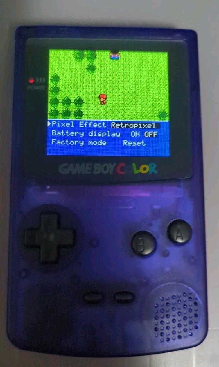 Nintendo clear blue Gameboy color with 2.45 in IPS screen