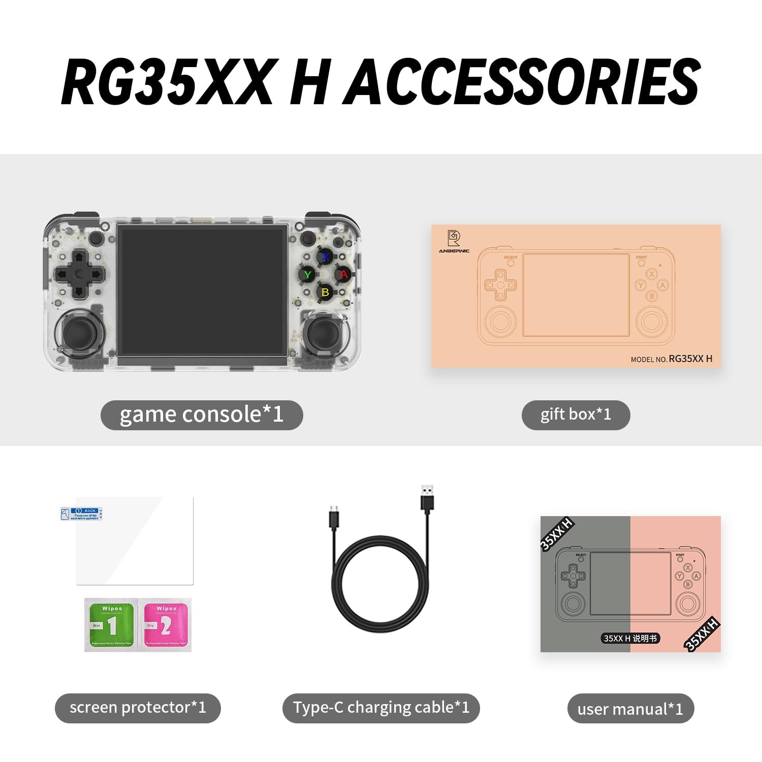 RG35XX H Retro Handheld Game Console Linux System 3.5”IPS Screen 64G TF Card…