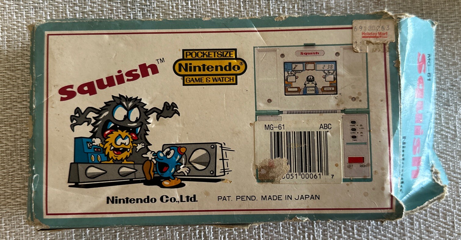 Nintendo Game & Watch Squish MG-86 Multi Screen Electric Game 1986 w/Box Working