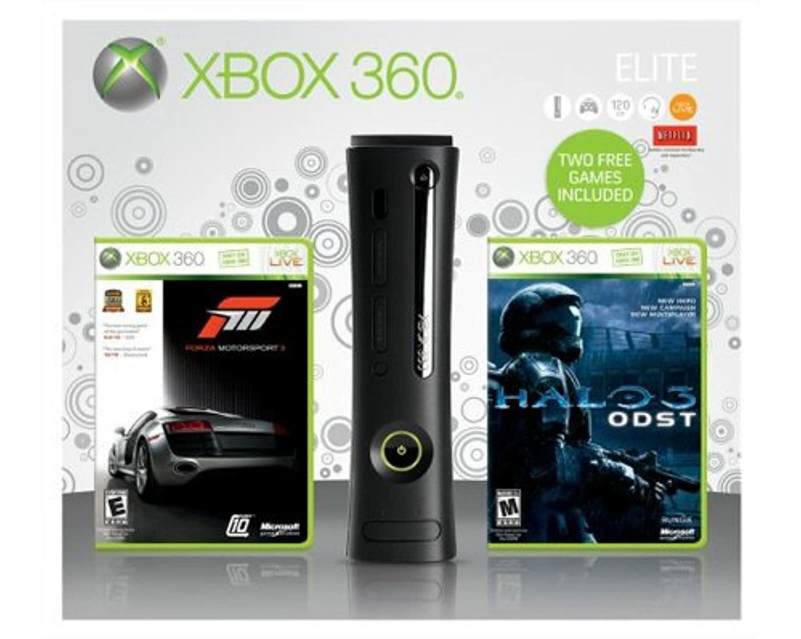 Xbox 360 Elite 120GB With Forza 3 And Halo 3 ODST Very Good 2Z