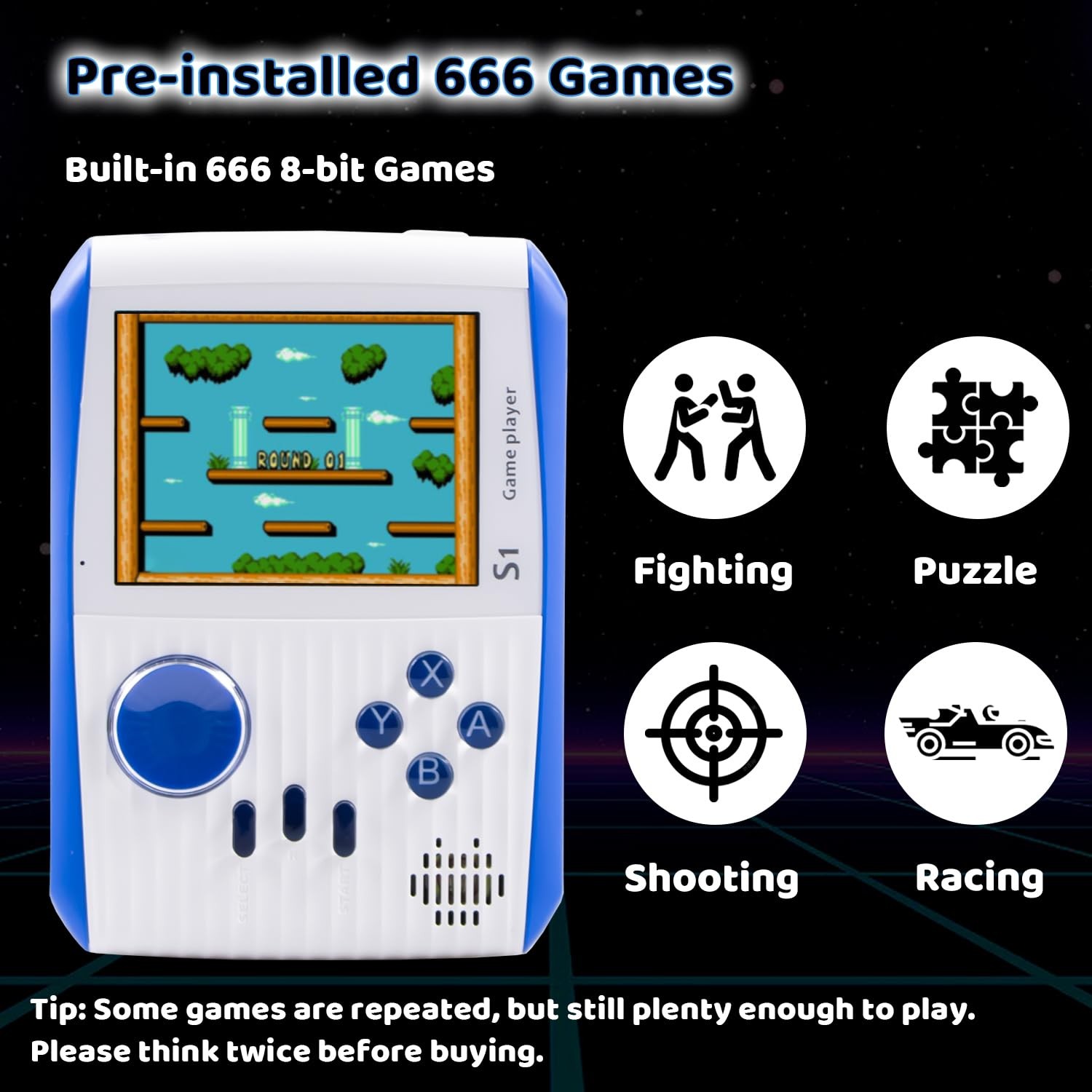 Kid Mini Handheld Retro Games Console Built in 666 Classic Games, Portable Ha…