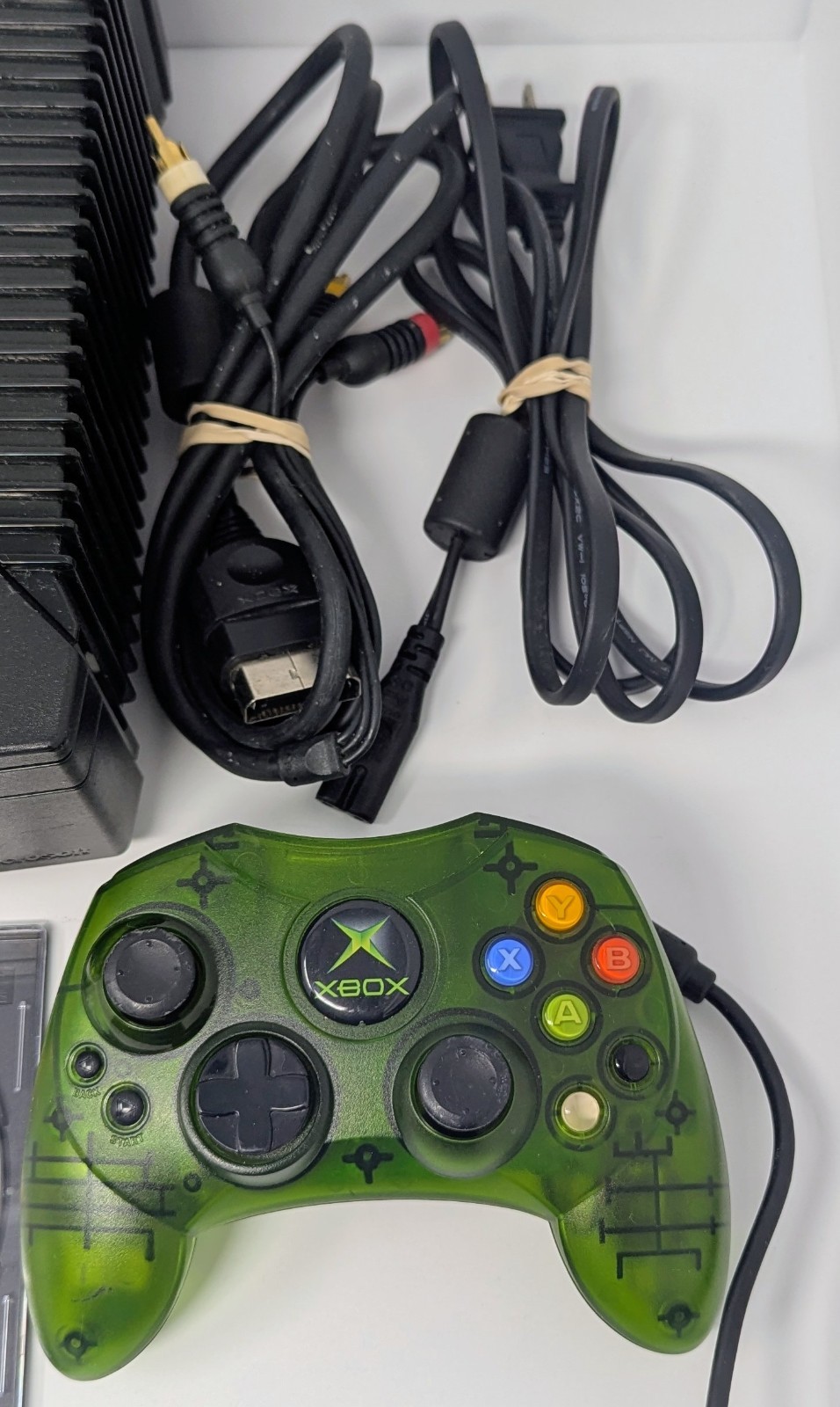 Original Xbox Console Bundle w/ 10 Games & Green Controller – Power Button Issue