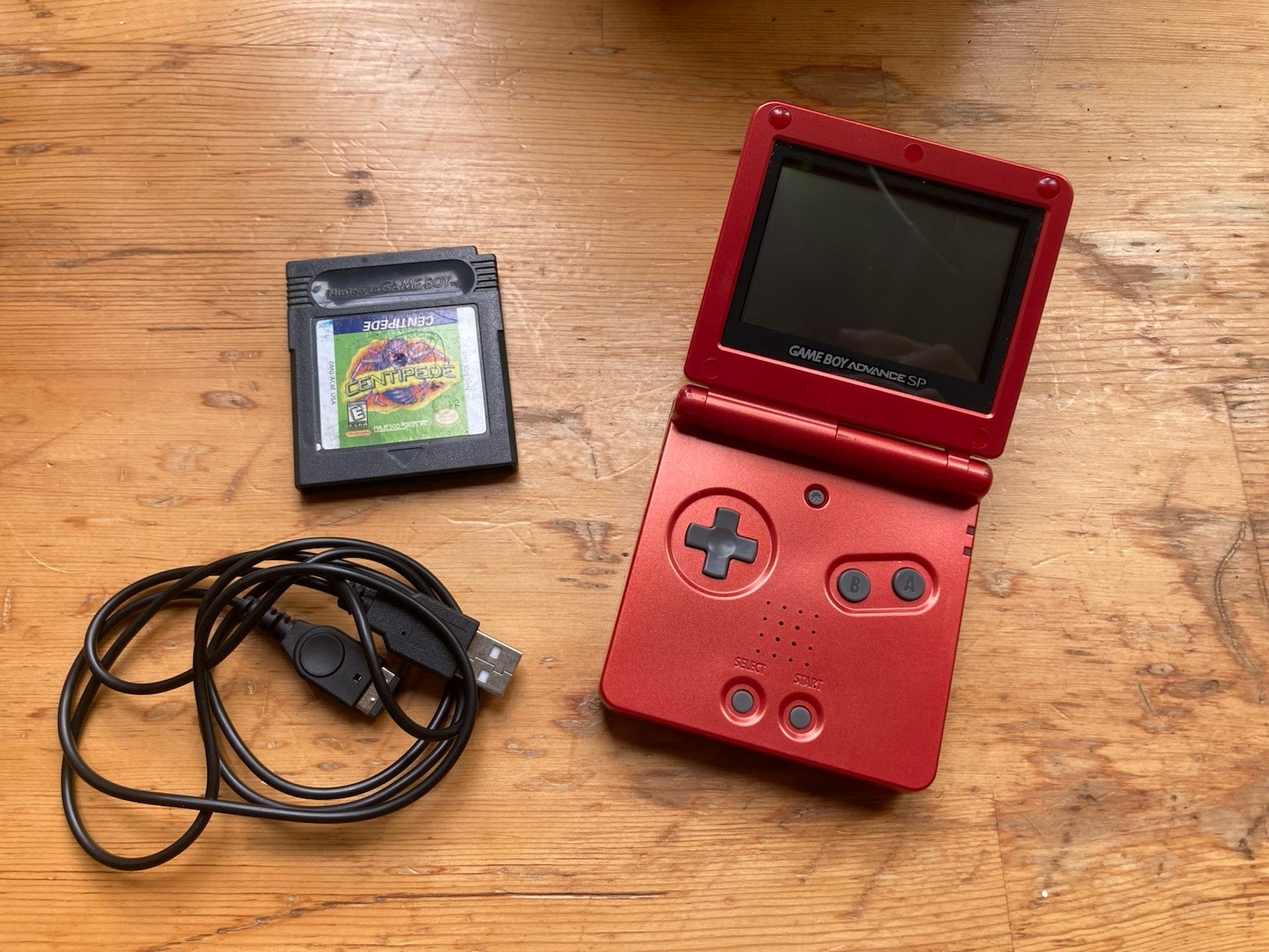 Nintendo Game Boy Advance (GBA) SP Handheld System – Flame Red W/ Game. Tested