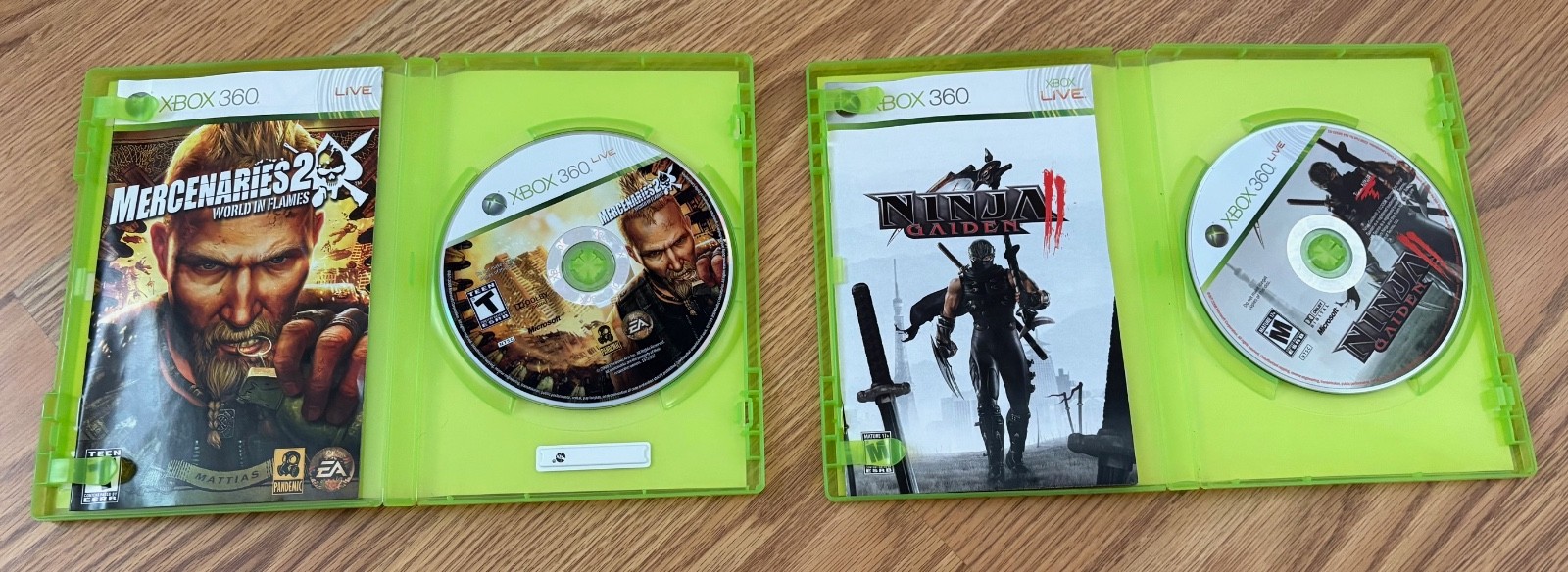 Microsoft XBox 360 console w/2 controllers & 11 games, power supply – BUNDLE