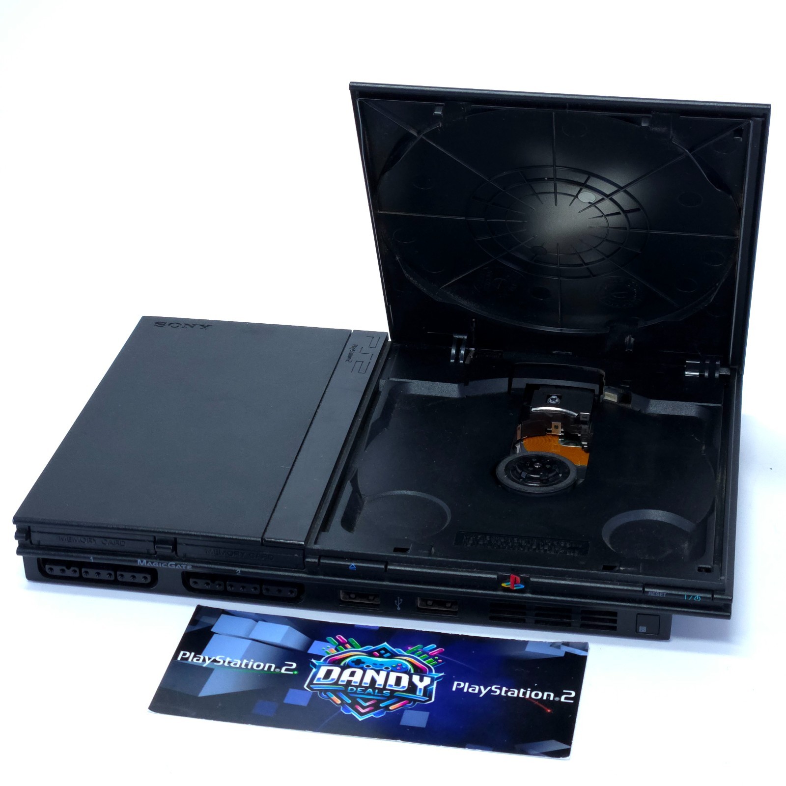 PS2 Console Slim Playstation 2 Black System W/ 2 Controllers + Memory Card