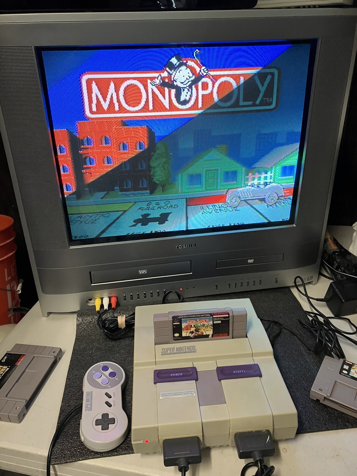 Super Nintendo SNES System Console 2 Controllers Bundle 3 Games Mario All Stars