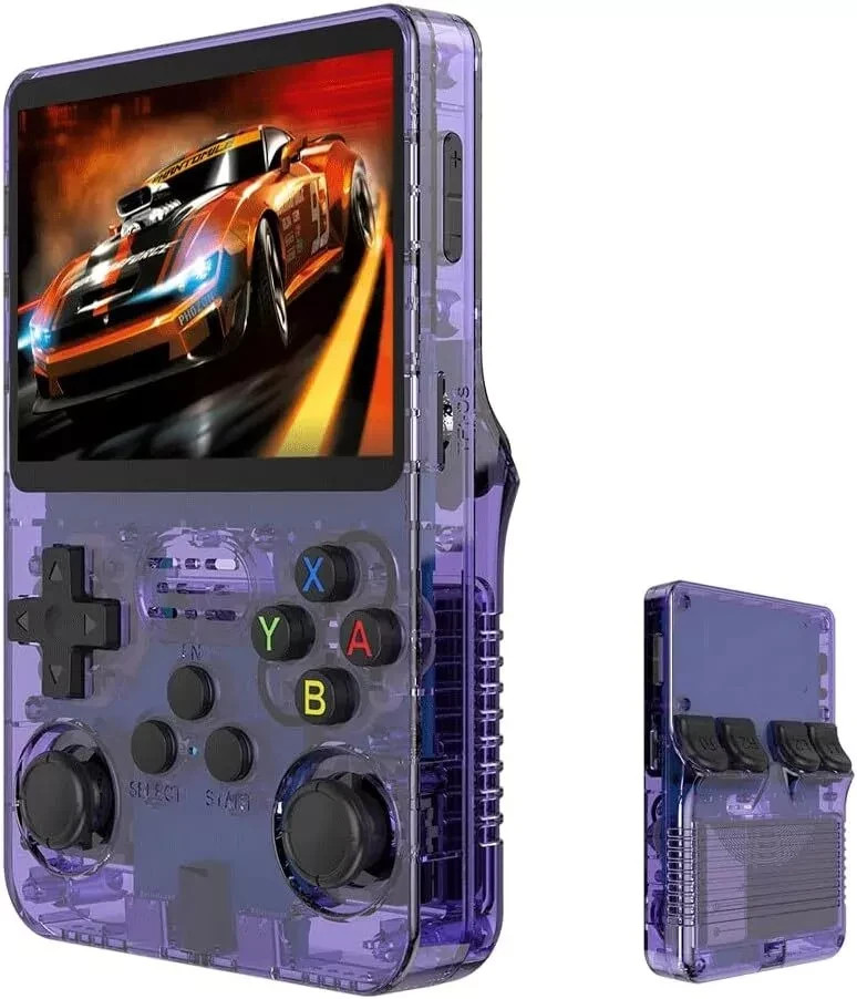 Purple R36S Handheld Game Console 3.5 Inch IPS Screen 20000+ Games Video Games