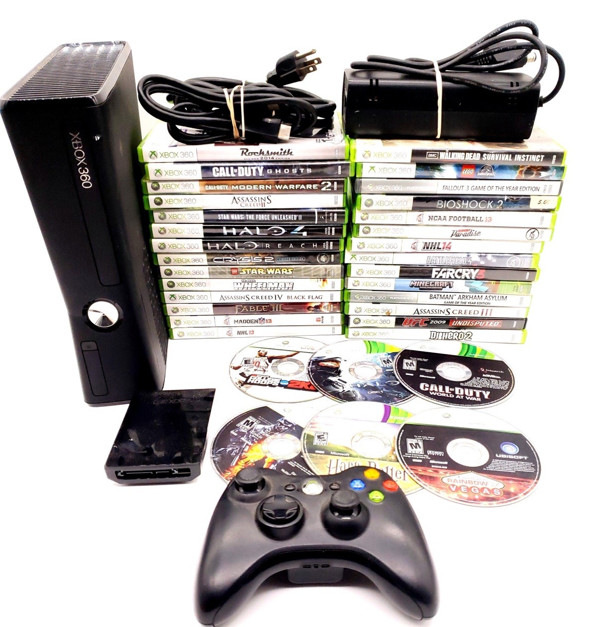 Microsoft Xbox 360 S Console – Black (1439) 250GB Drive & 34 Games SYSTEM WORKS