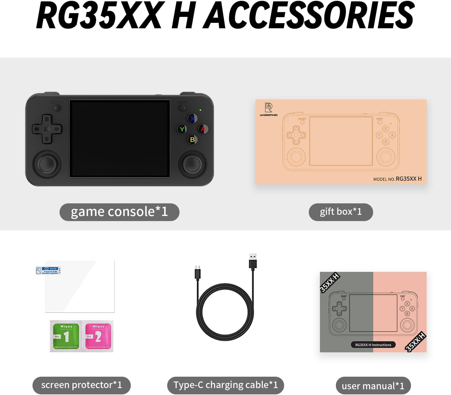 Anbernic RG35XXH Retro Game Emulator with 64GB Card, 3.5″ IPS Screen