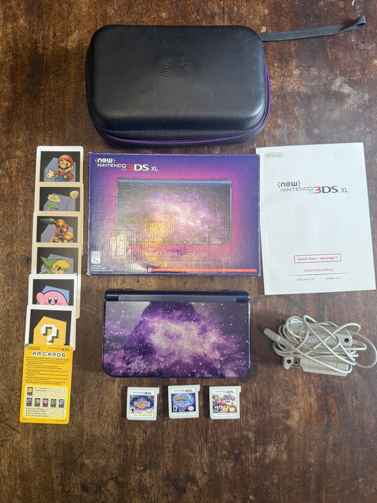 New Nintendo 3DS XL Galaxy Edition Handheld Console CIB + Pokemon & Smash (DESC)