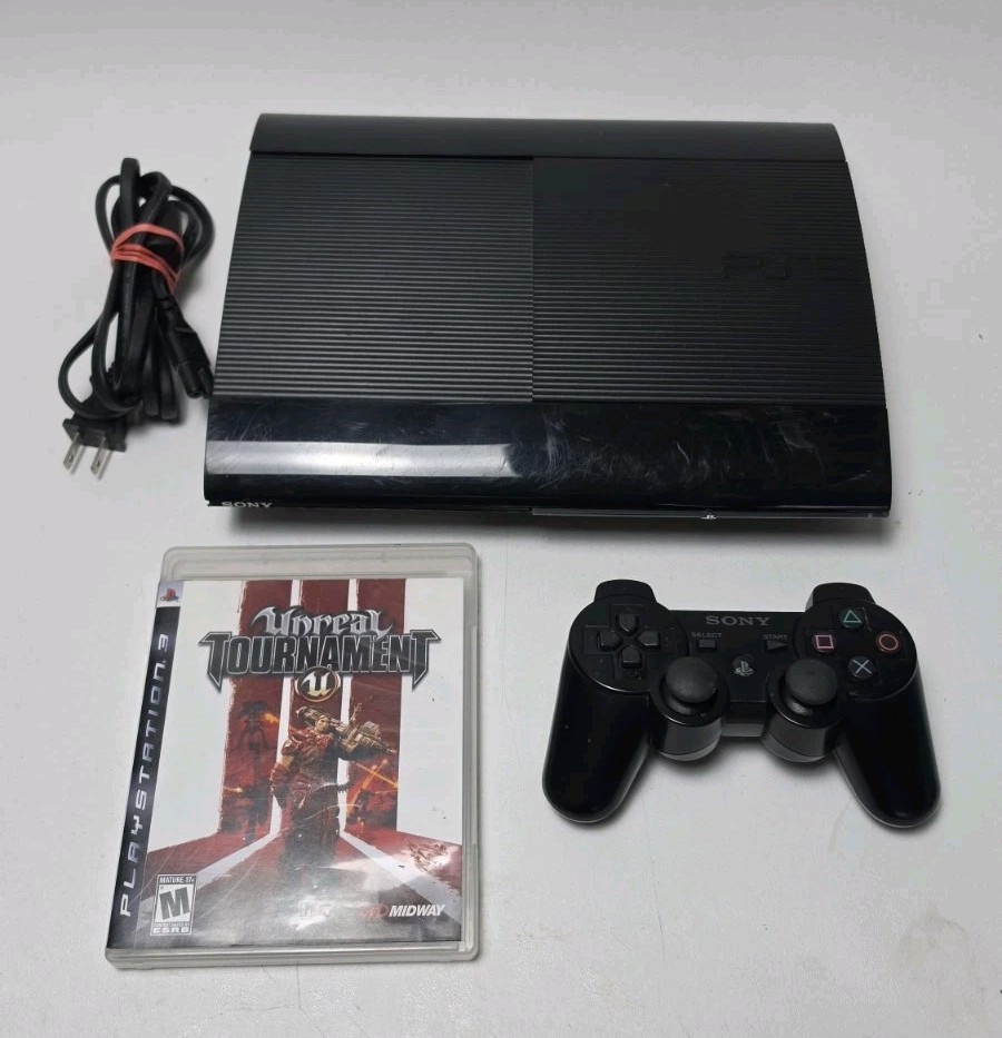 Sony PlayStation 3 250GB Super Slim Black PS3 Game Console CECH-4001B Bundle