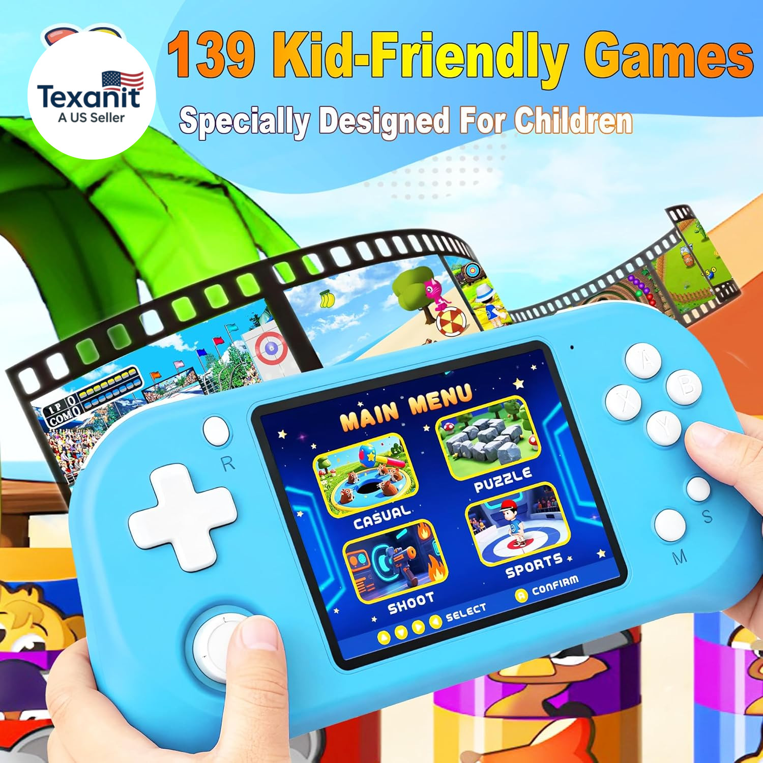 Handheld Game Console for Kids with 3.5” IPS Screen 139 Preloaded 32 Bit Electr