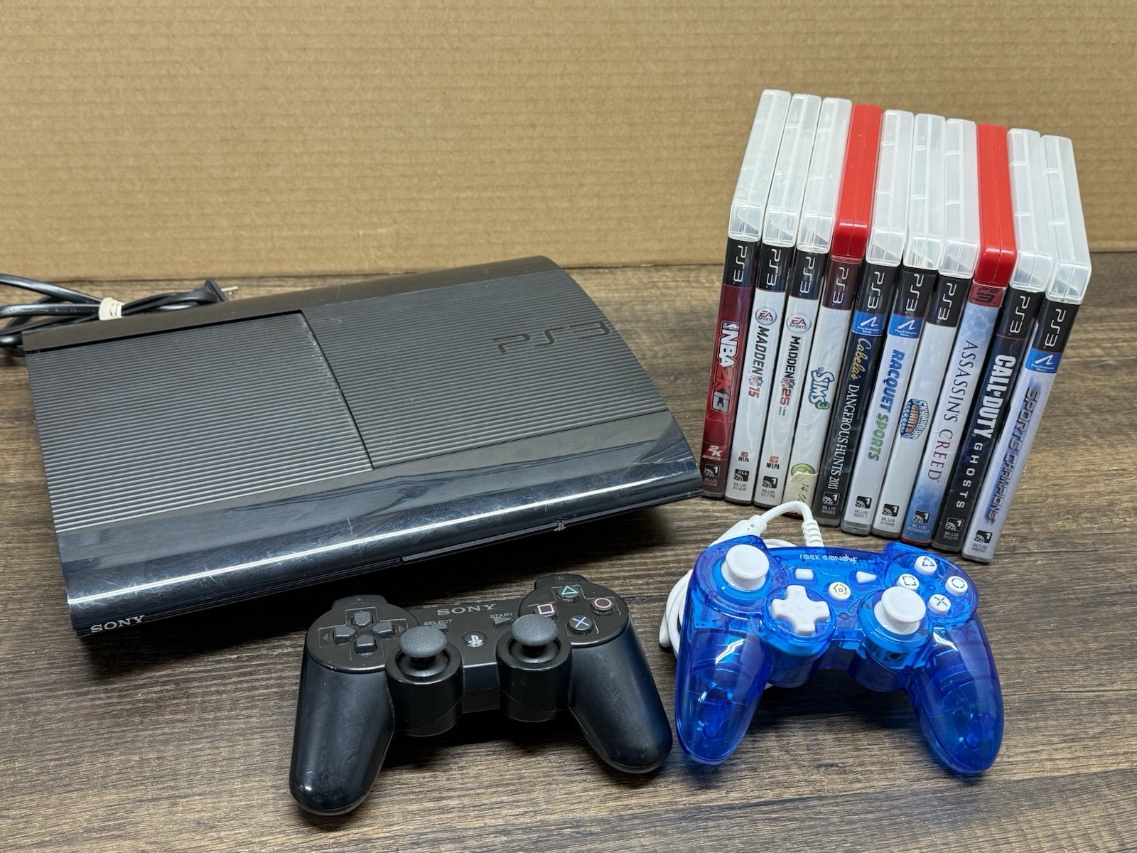 Sony PS3 Super Slim 250GB Console W/Controller Black – 10 Games – Cech-4201B