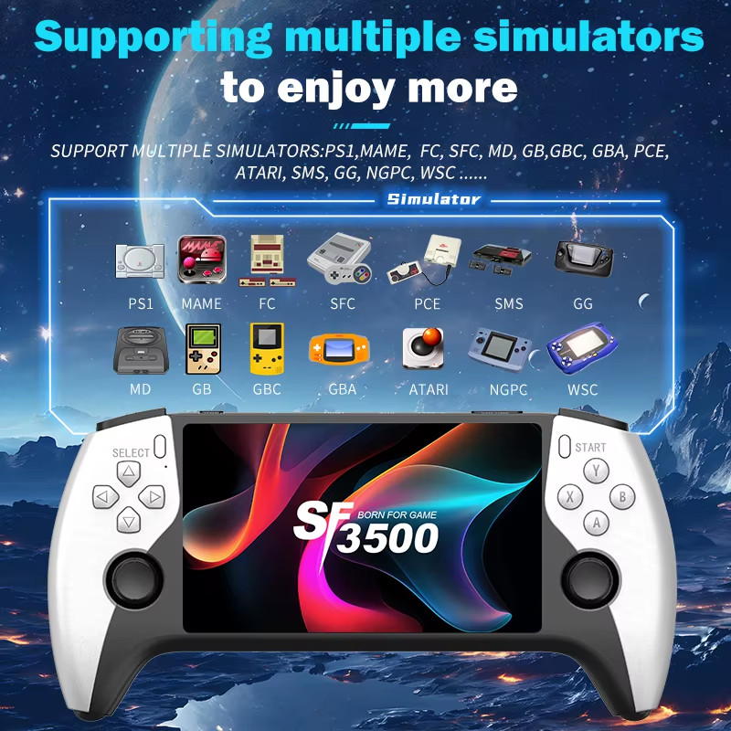 SF3500 Retro Handheld Video Game Console Linux System 5.0 Inch 854*480 IPS Scree