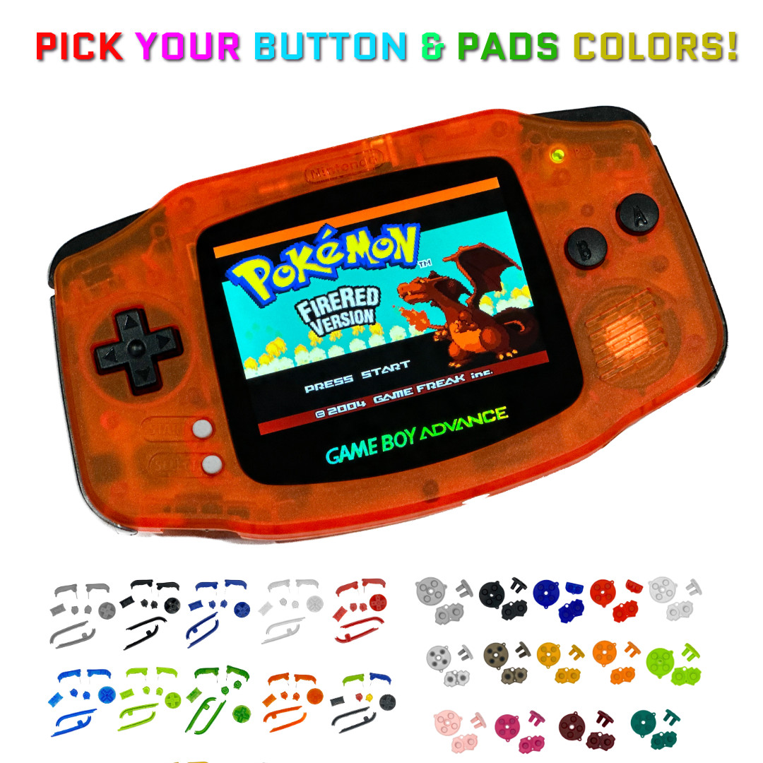 Nintendo Game Boy Advance GBA Orange System 101 Bright Backlit V5 IPS LCD BUTTON