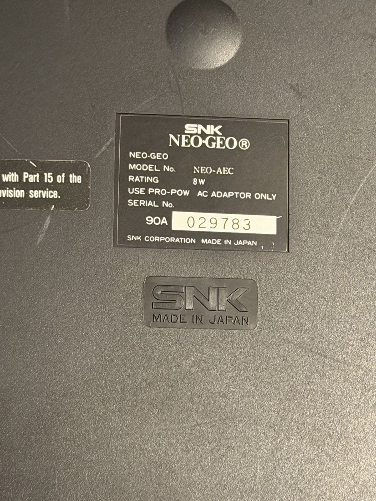 Neo Geo AES US Gold System Console SNK Please Read Low Serial