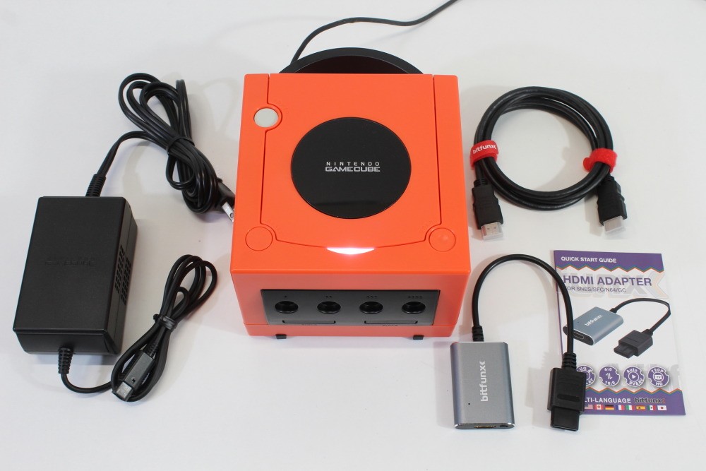 Nintendo Gamecube Console Warm Red x Black AC S-Video to HDMI NTSC-U/C White LED