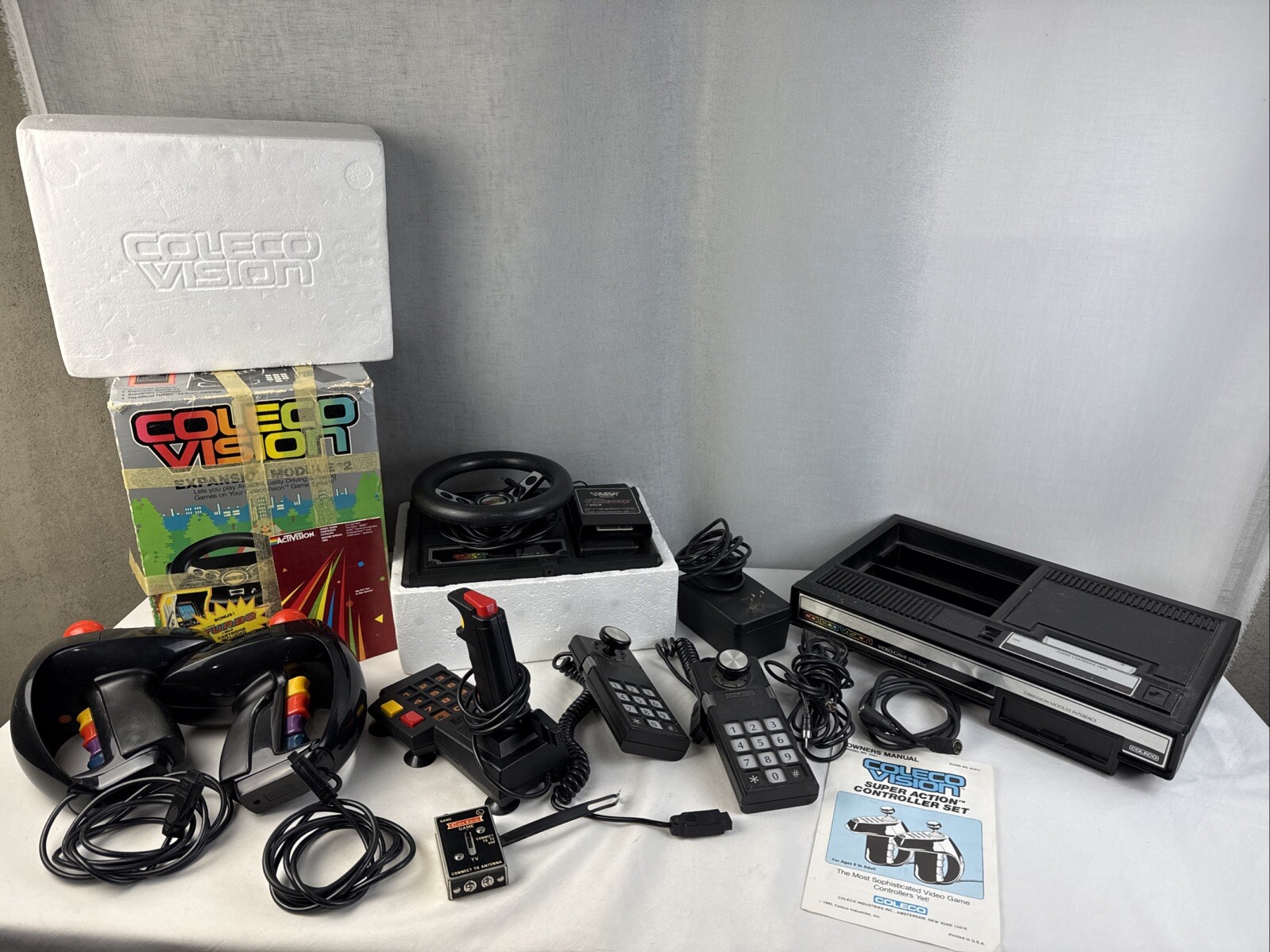 Coleco ColecoVision Console Plus Steering Wheel + Turbo Untested PlusOther Items