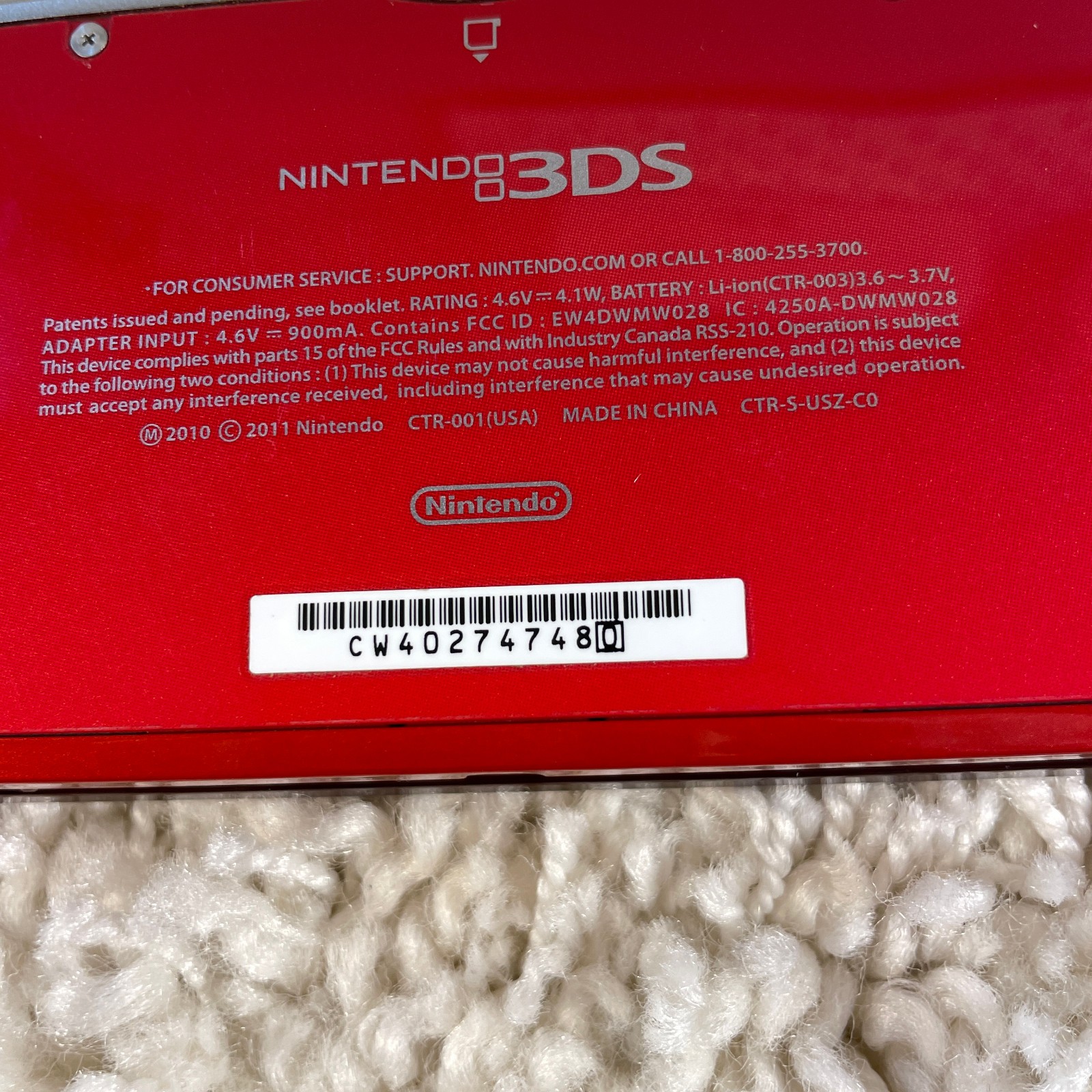 Nintendo 3DS Flame Red Handheld Console System CTR-001 Tested
