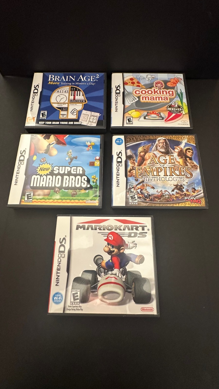 Nintendo DS Lite White Bundle w/ Charger + Mario Kart DS + New Super Mario Bros
