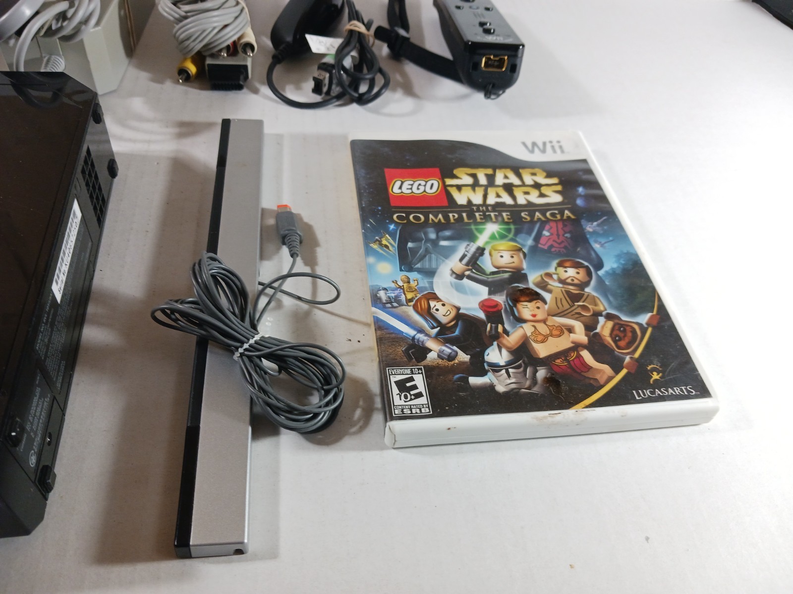 Nintendo Wii Black Console Bundle Full Set Motion Plus Lego Star Wars Tested OEM