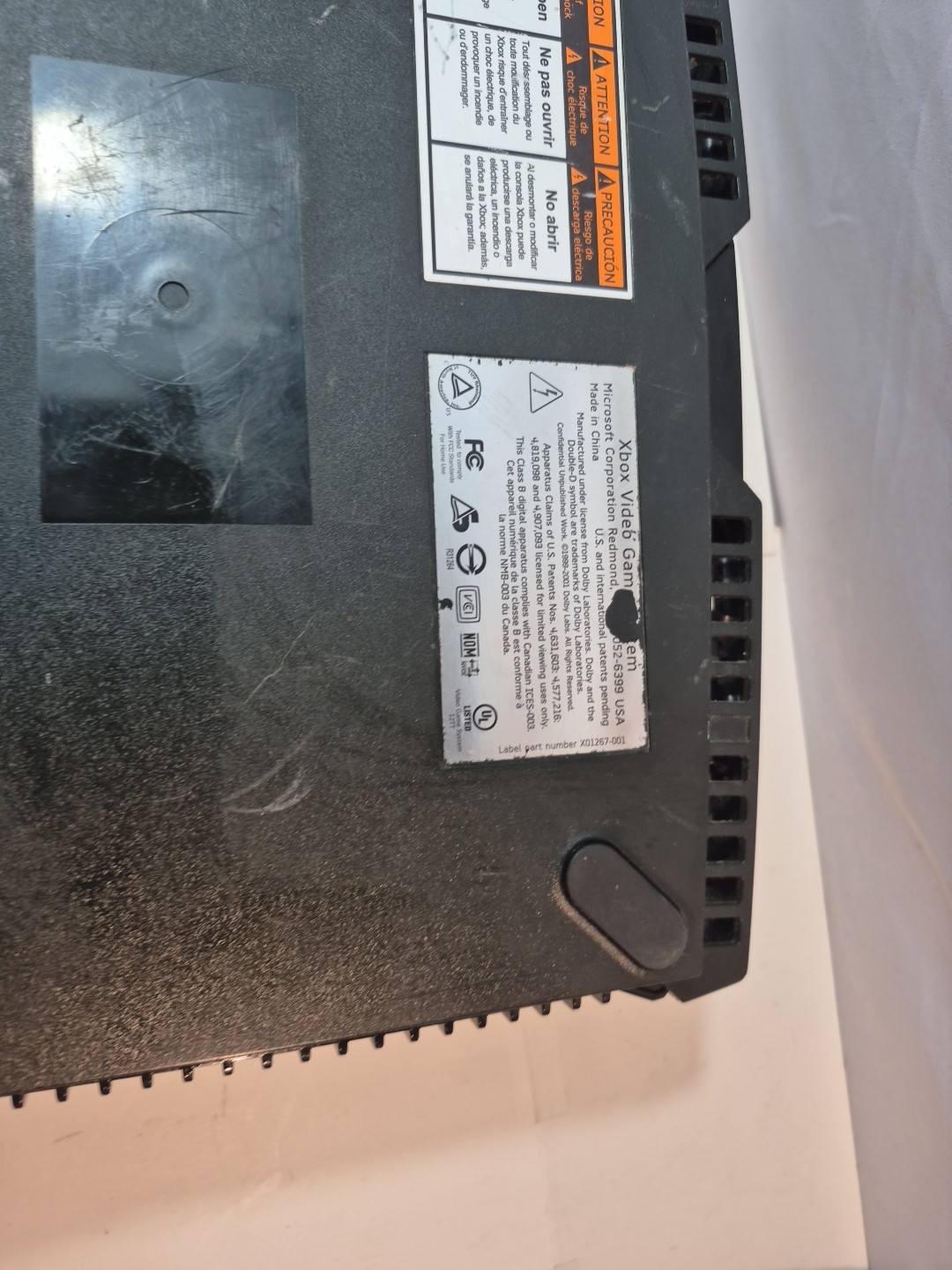 Original Xbox Console Only For Parts Or Repair Tray Sticks Yellow Light Blinks