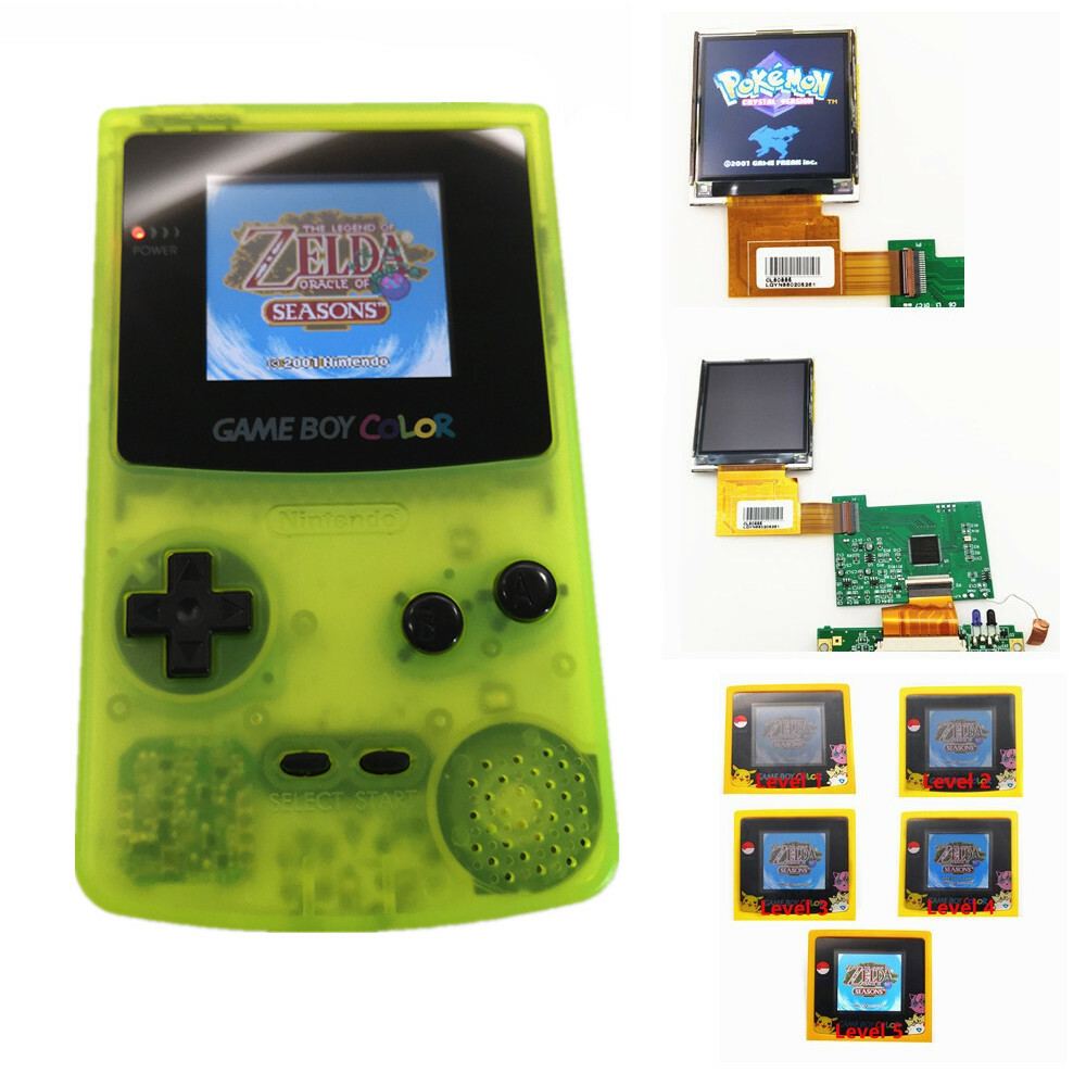 Nightlight Clear Yellow Game Boy Color GBC Console With Highlight Back Light LCD