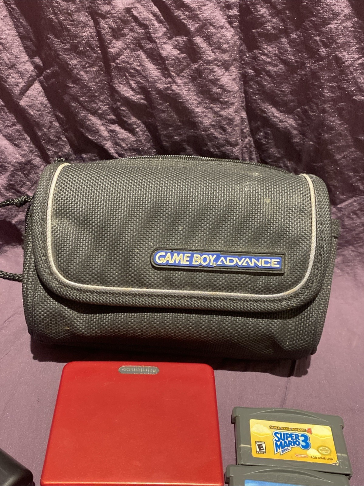 GBA SP Console Flame Red AGS-001 Nintendo Game Boy Advance Tested W/ Games Case