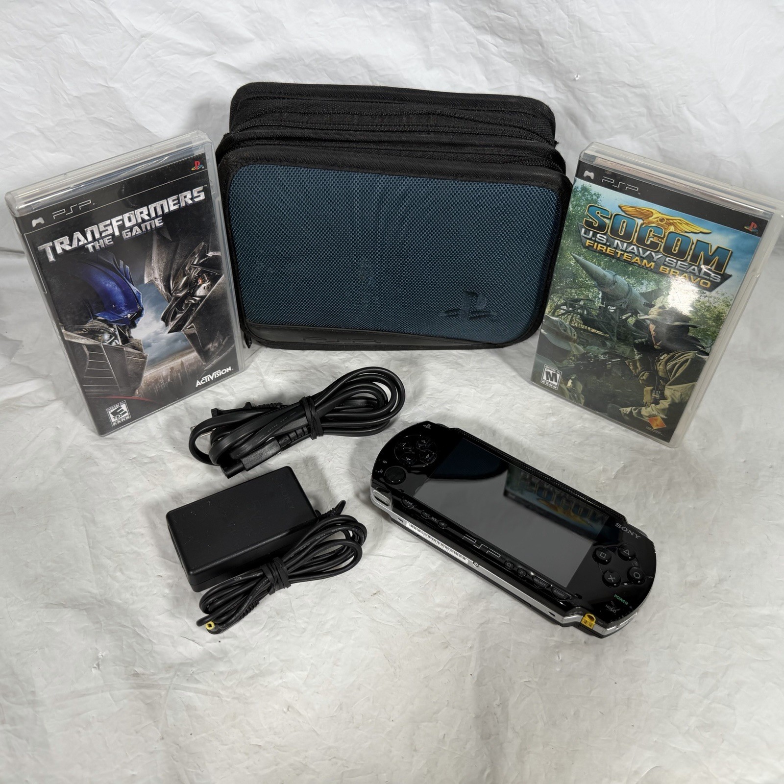 Sony PlayStation Portable (PSP)-1001 2 Games, Charger, And Accessories, Tested