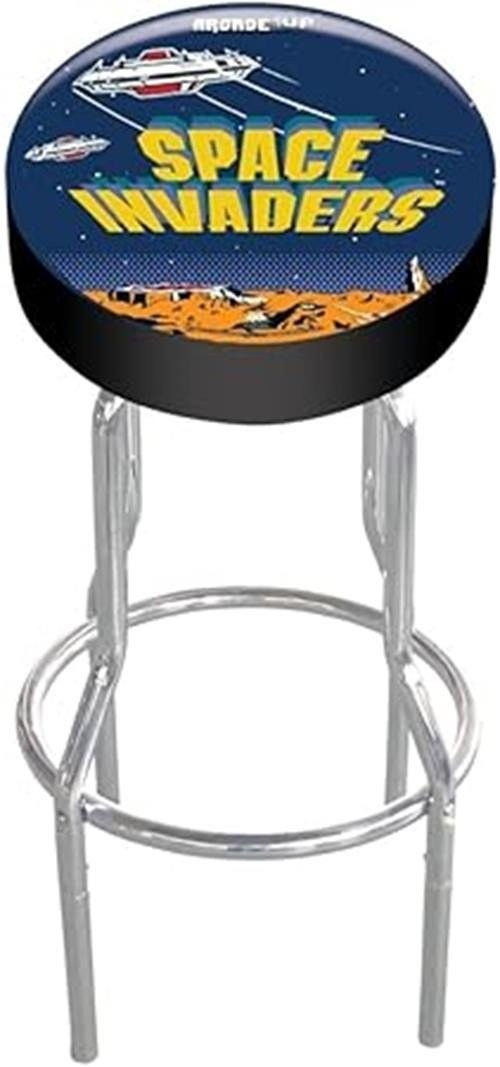 Arcade1Up Space Invaders Adjustable Arcade Stool Chrome Steel A1U