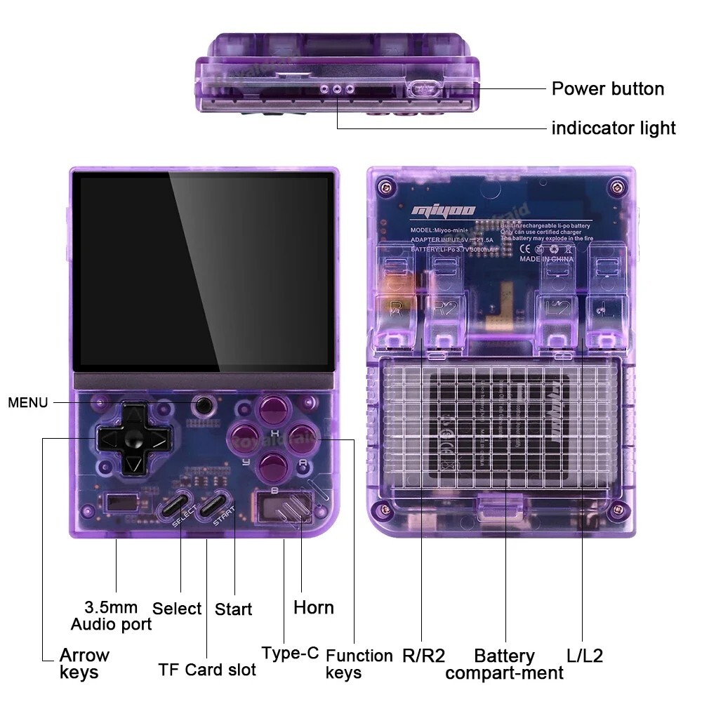 Mini Plus Retro Game Console – 3.5″ IPS Screen, 480mAh Battery, Cart Holder