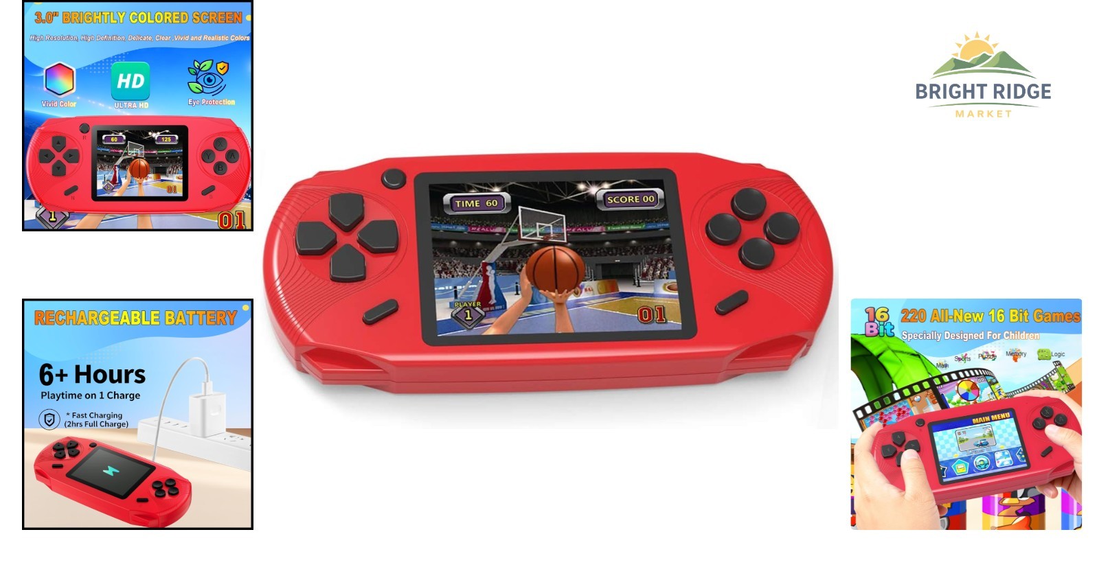 Portable Gaming Device for Kids with 220 Retro Games and Rechargeable Battery