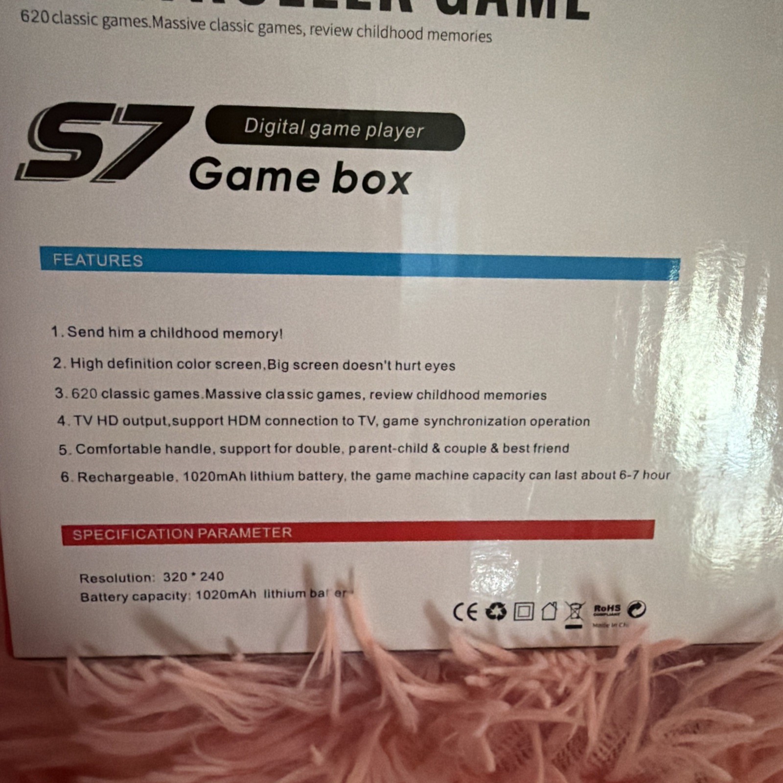 ⭐️S7Game Box⭐️Controller Game 620Classic Games TvHd Output Rechargeable Lithium
