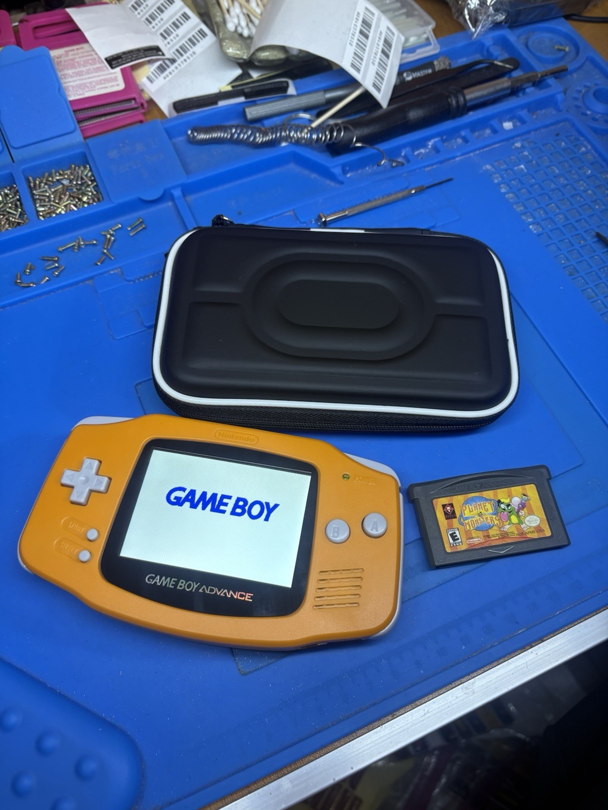 Spice Orange Backlit IPS Nintendo Gameboy Advance Glass Lens GBA NES Cart Pouch