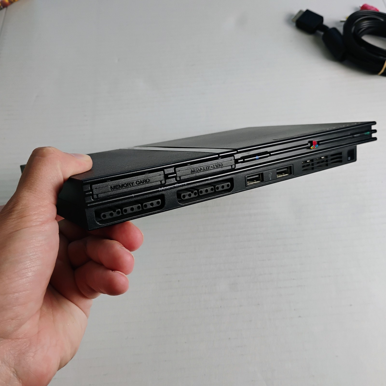 Sony PlayStation 2 Slim Console Bundle 9 Games Memory Card Controller Cords PS2