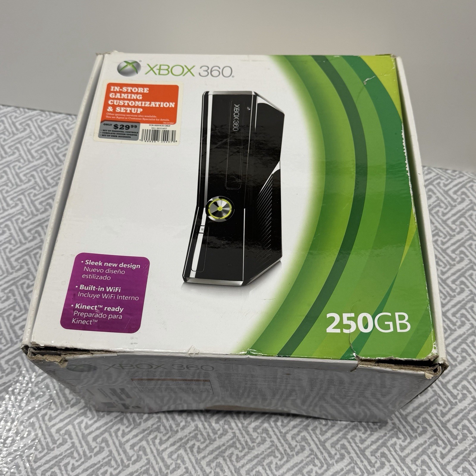 Microsoft Xbox 360 S Slim Console Model 1439 – 250GB Black – CIB W/ Xbox Kinect