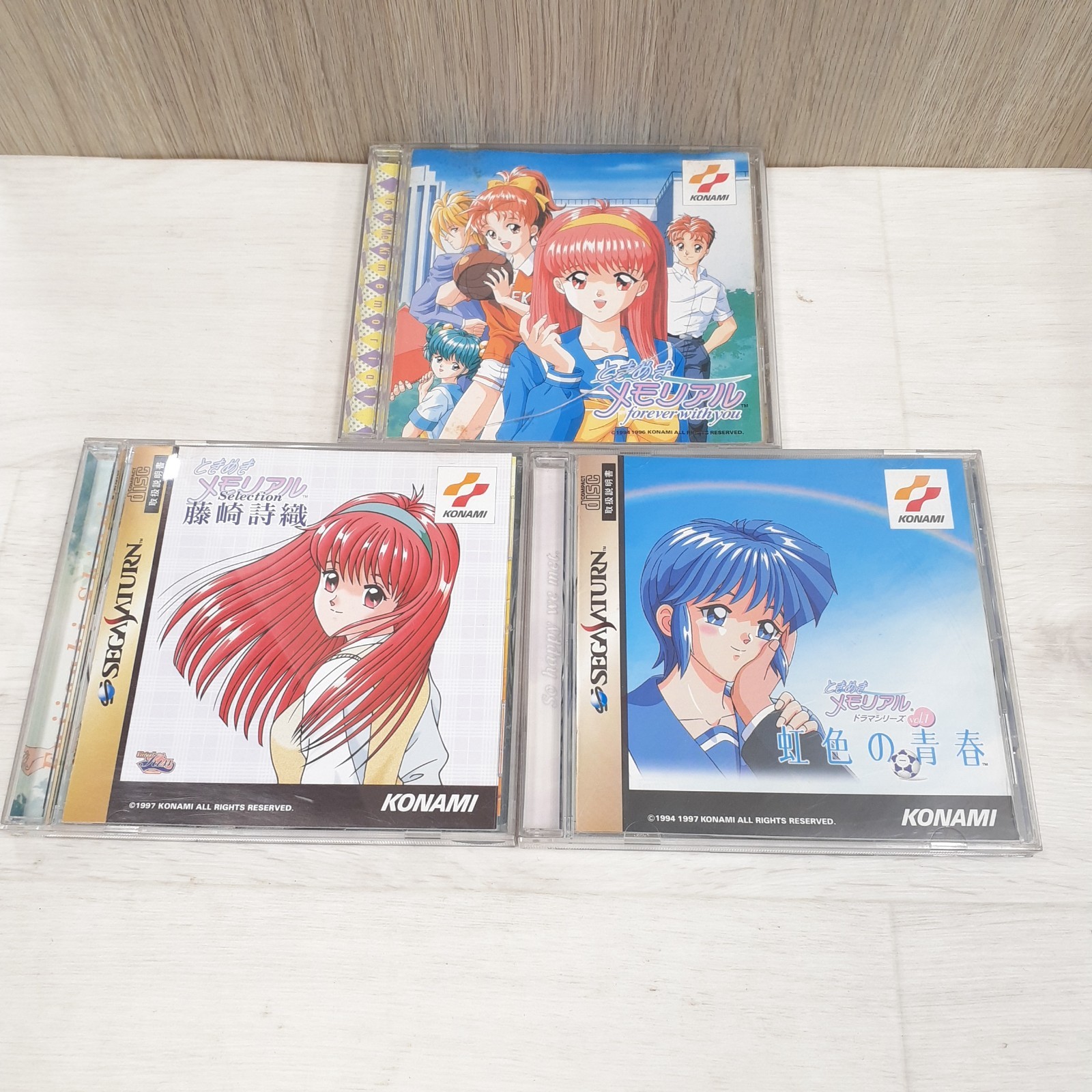 Sega Saturn Console Japanese White Bundle with 2 Controllers & 3 Tokimemo Games