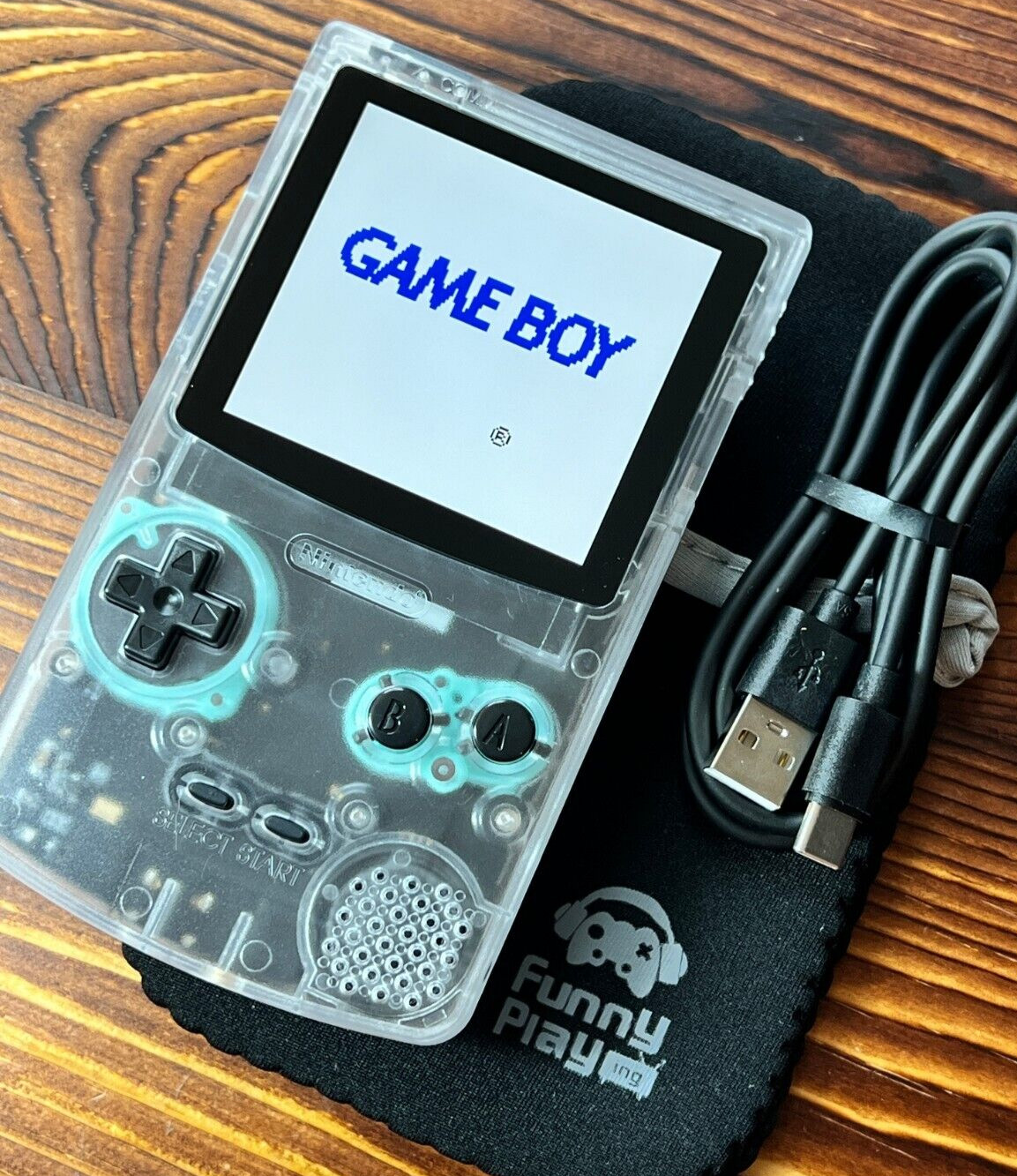 Clear 💎 FPGBC Gameboy Color GBC Funnyplaying XL IPS Screen USB-C Console